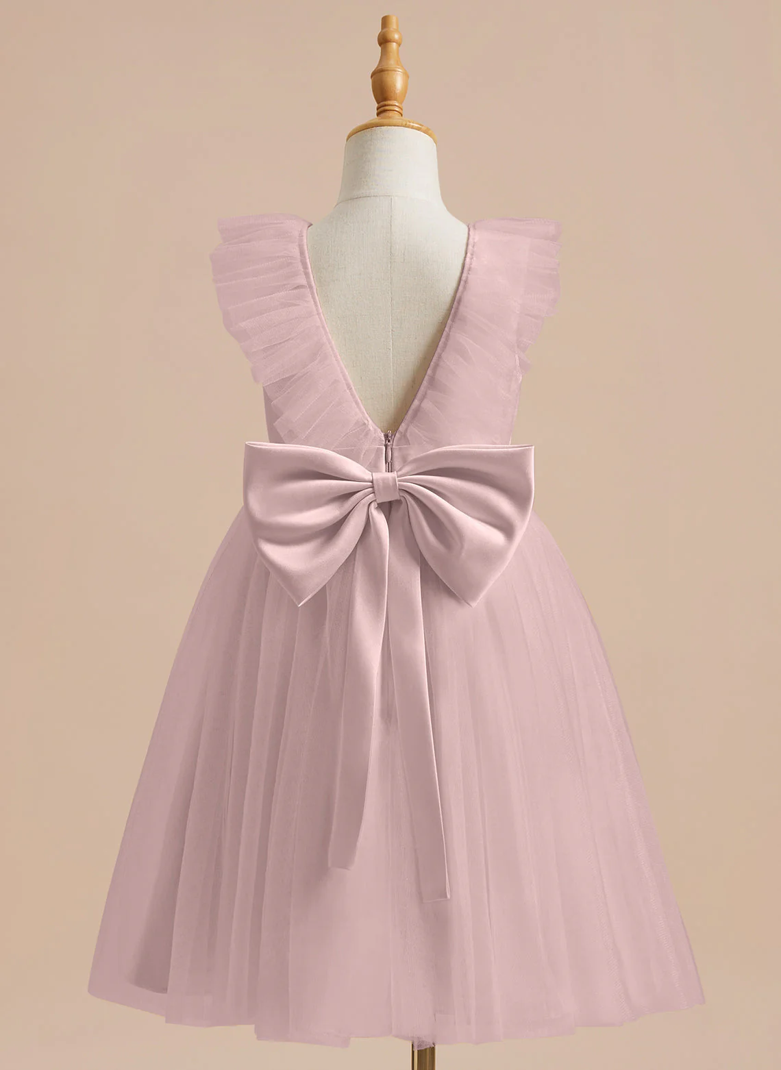 A-line Satin Tulle Knee-length Flower Girl Dress - Image 15