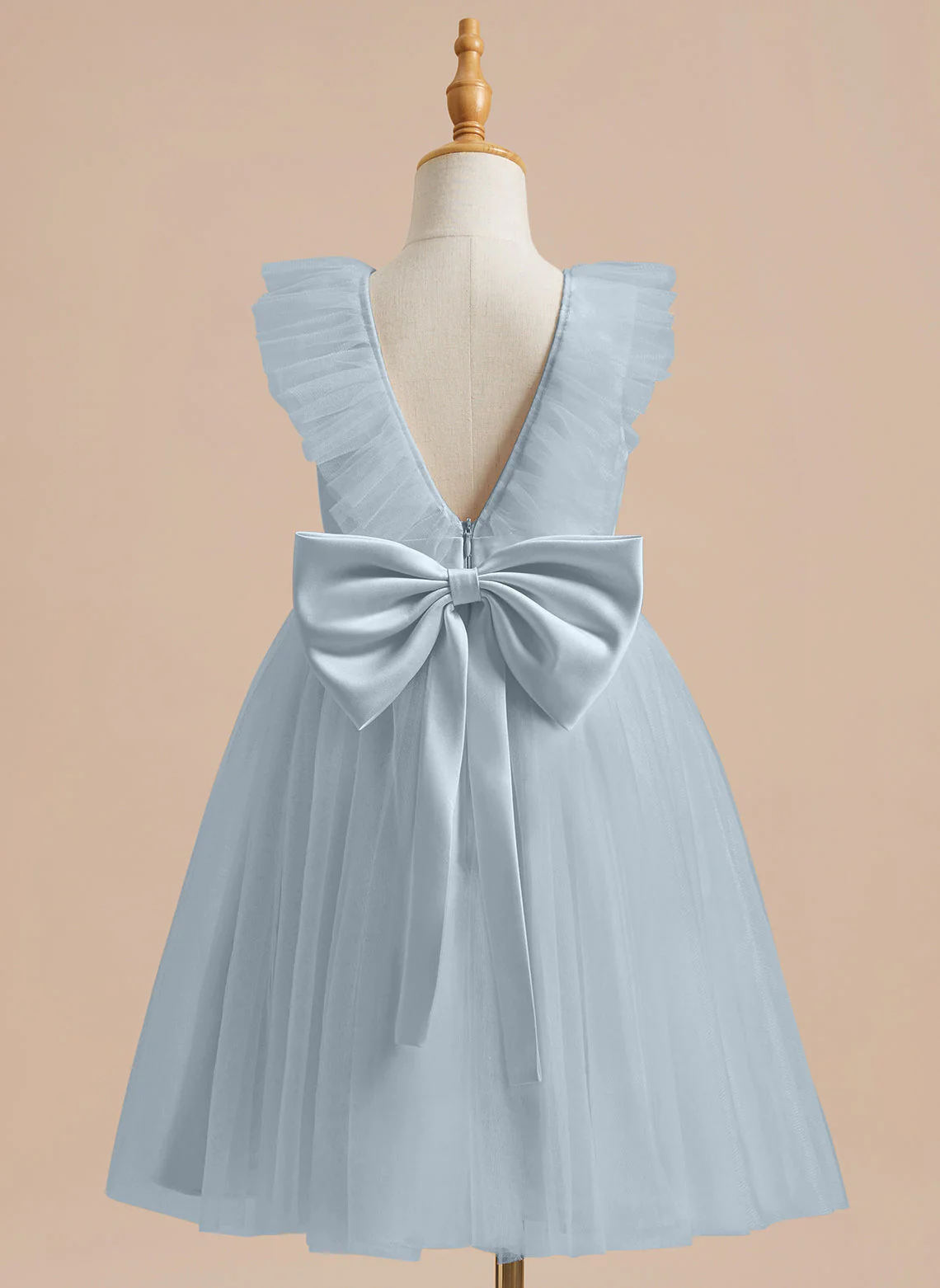 A-line Satin Tulle Knee-length Flower Girl Dress - Image 17