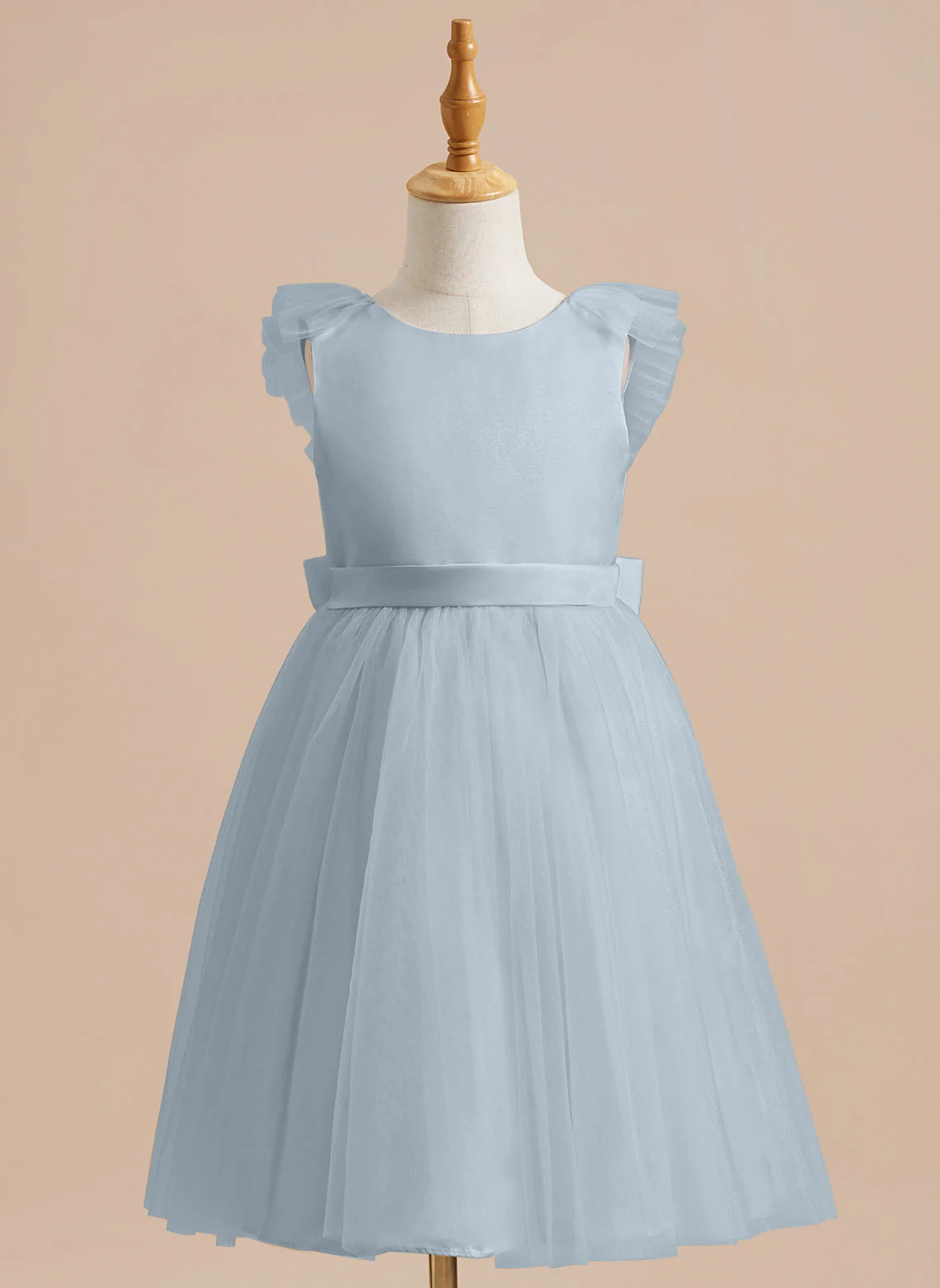 A-line Satin Tulle Knee-length Flower Girl Dress - Image 18