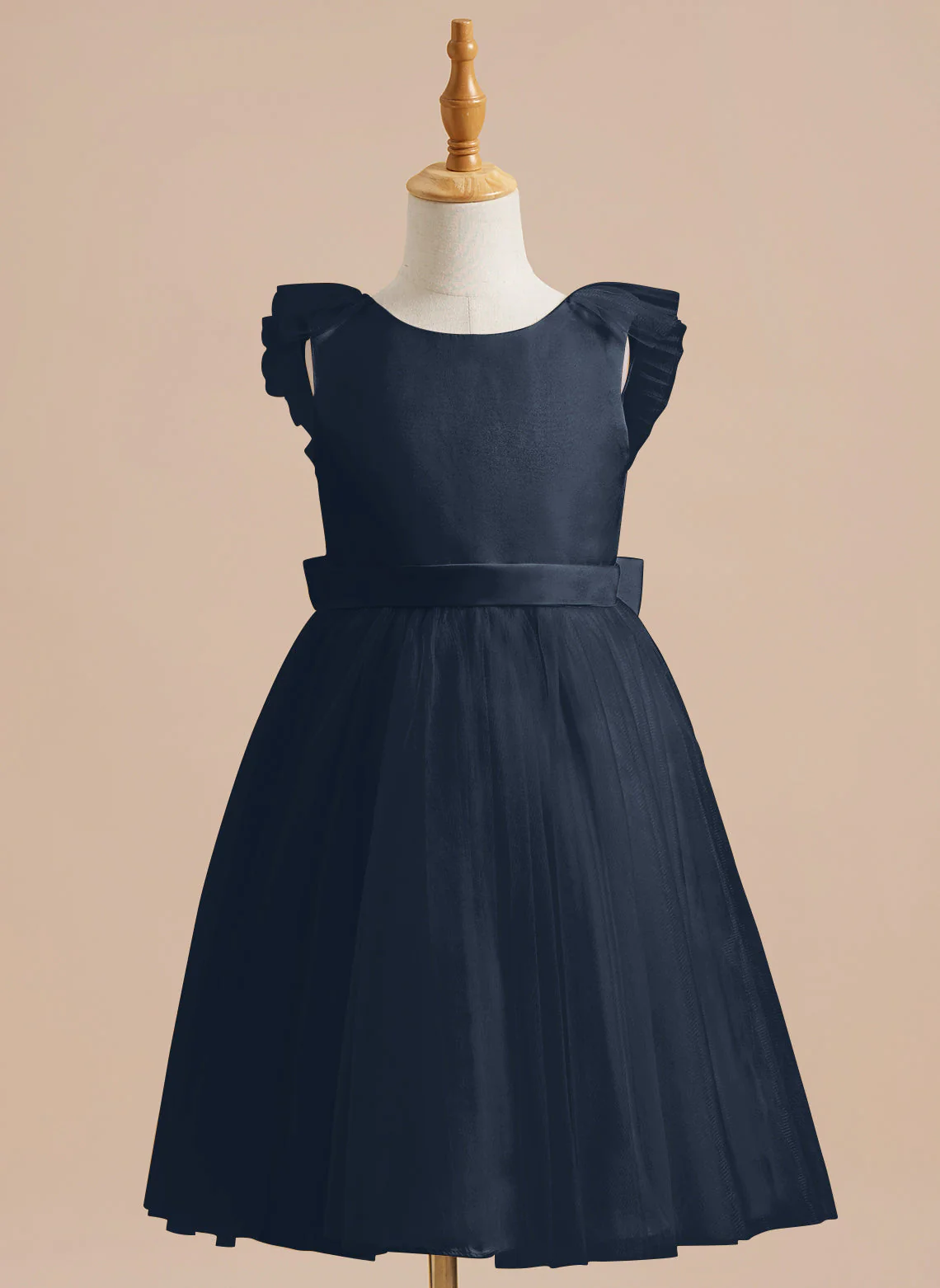 A-line Satin Tulle Knee-length Flower Girl Dress - Image 20