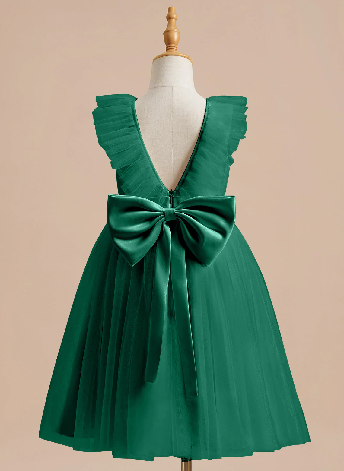 A-line Satin Tulle Knee-length Flower Girl Dress - Image 21