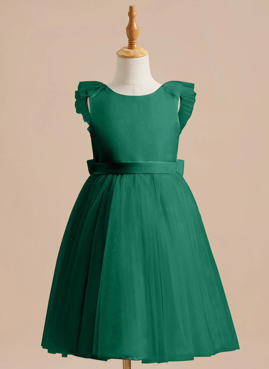 A-line Satin Tulle Knee-length Flower Girl Dress - Image 22