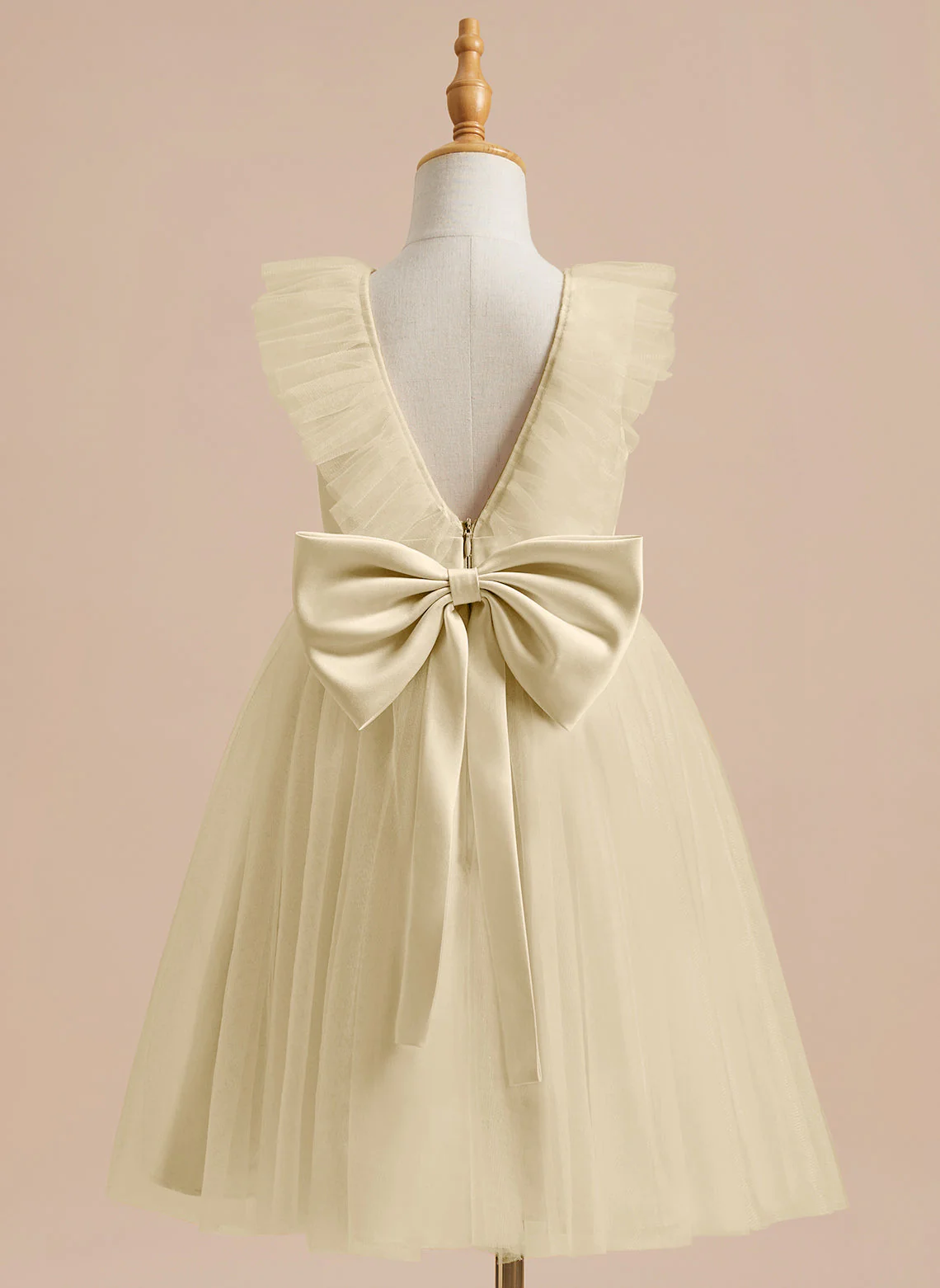 A-line Satin Tulle Knee-length Flower Girl Dress - Image 23