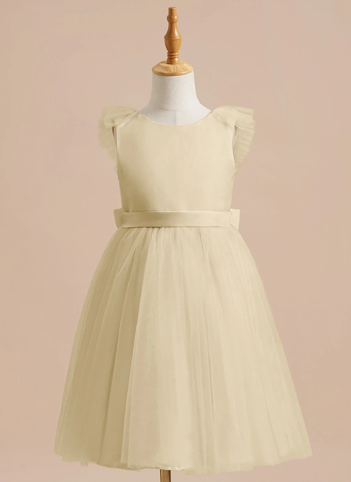 A-line Satin Tulle Knee-length Flower Girl Dress - Image 24