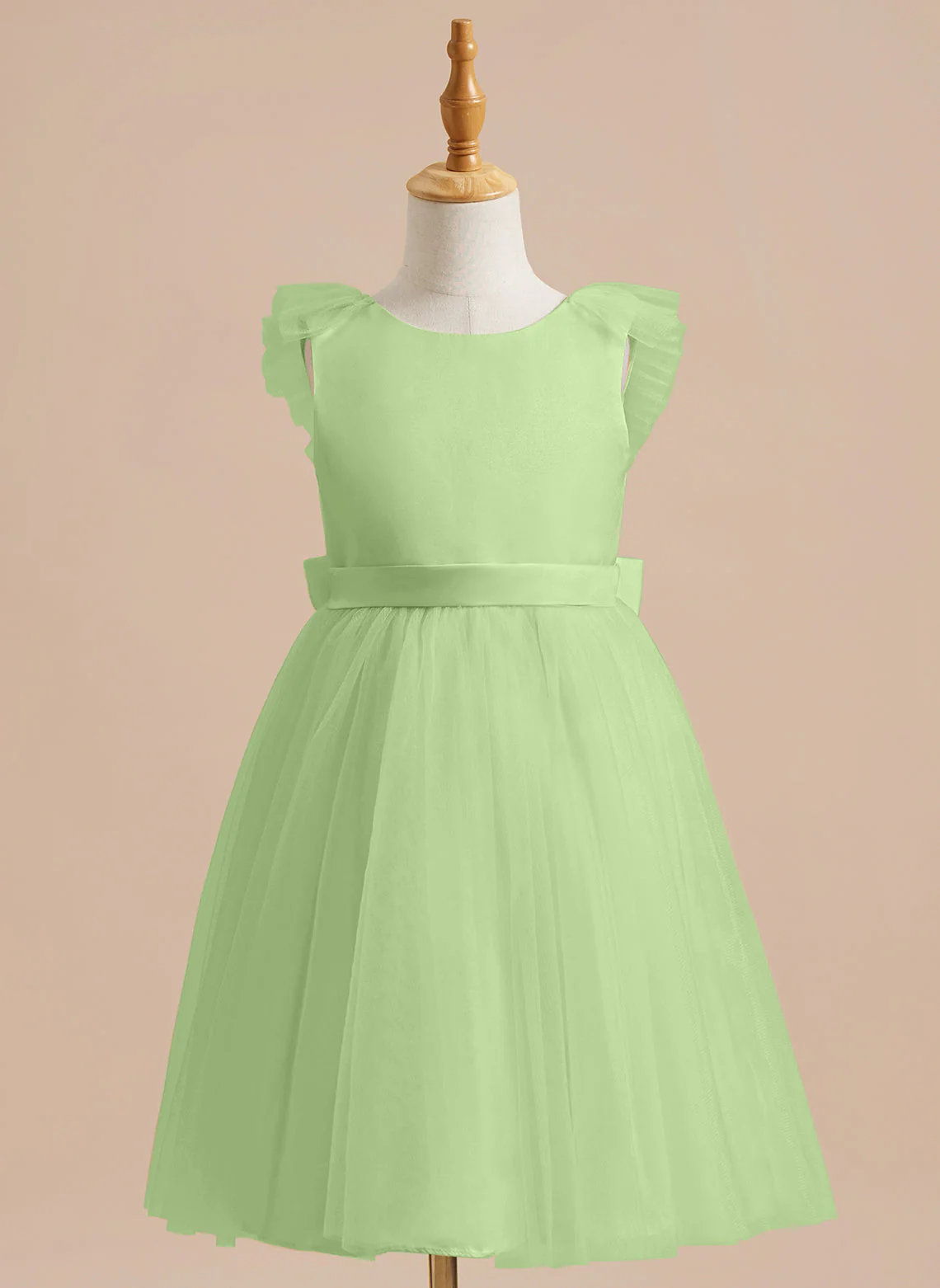 A-line Satin Tulle Knee-length Flower Girl Dress - Image 26