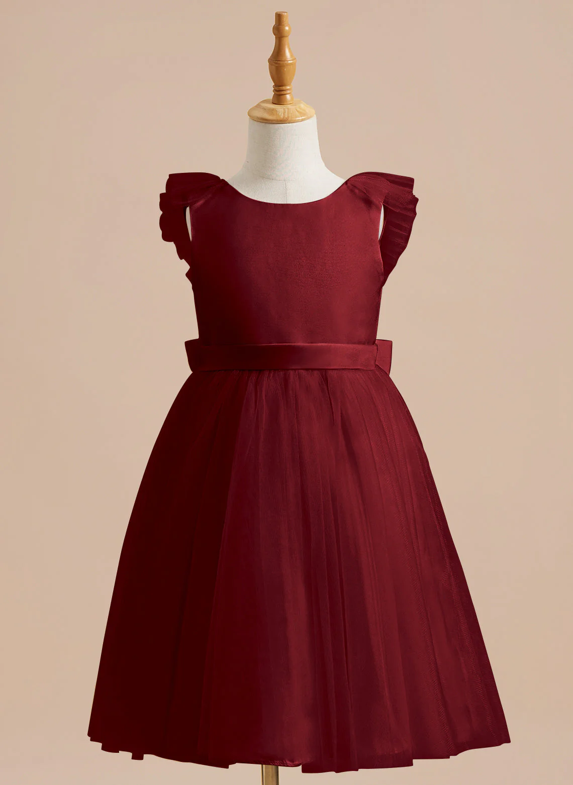 A-line Satin Tulle Knee-length Flower Girl Dress - Image 28