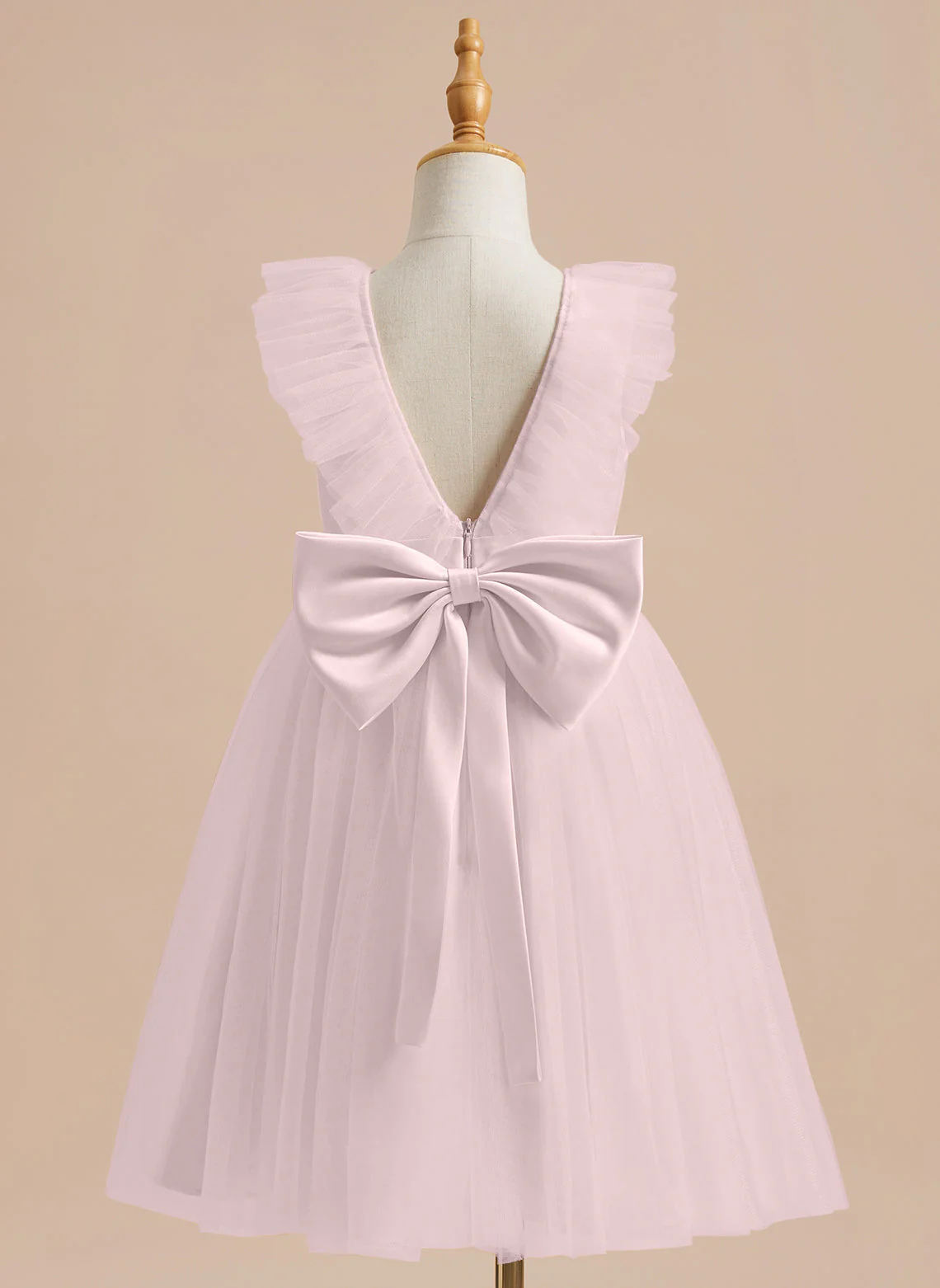 A-line Satin Tulle Knee-length Flower Girl Dress - Image 29