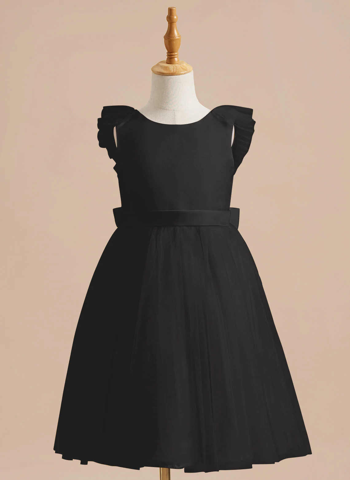 A-line Satin Tulle Knee-length Flower Girl Dress - Image 32