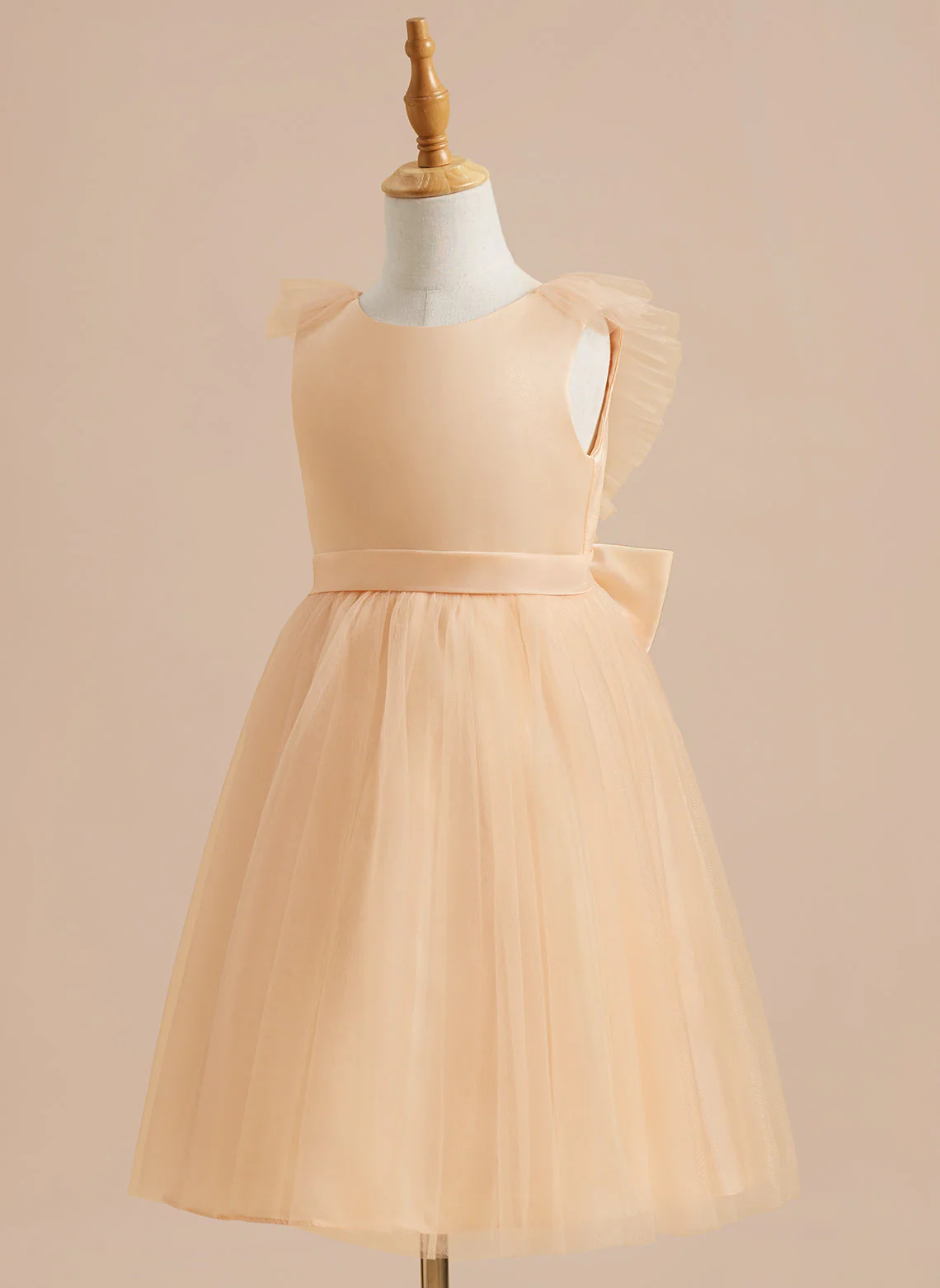 A-line Satin Tulle Knee-length Flower Girl Dress - Image 35