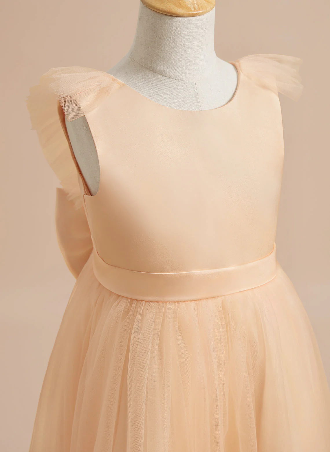 A-line Satin Tulle Knee-length Flower Girl Dress - Image 36