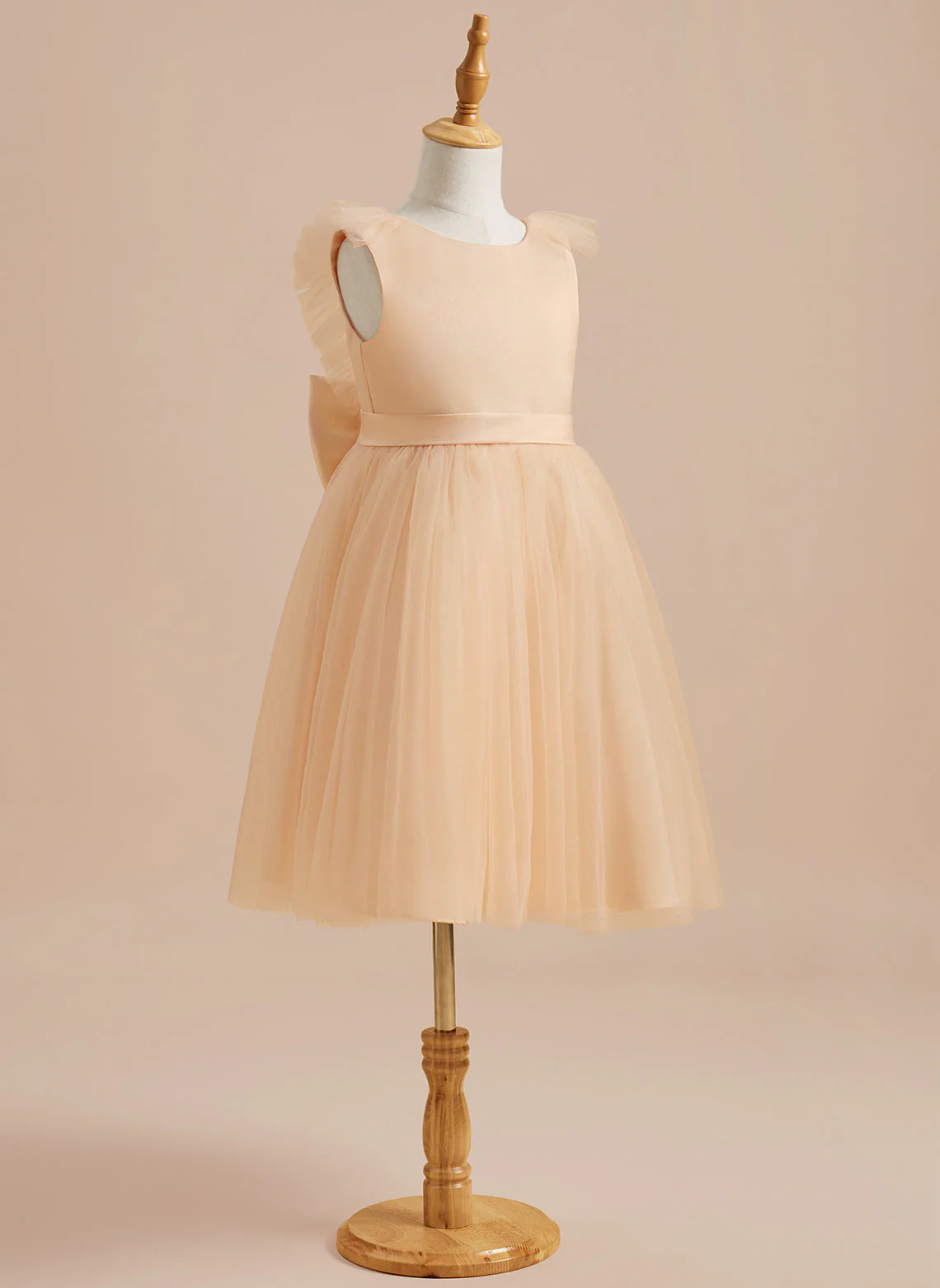 A-line Satin Tulle Knee-length Flower Girl Dress - Image 37