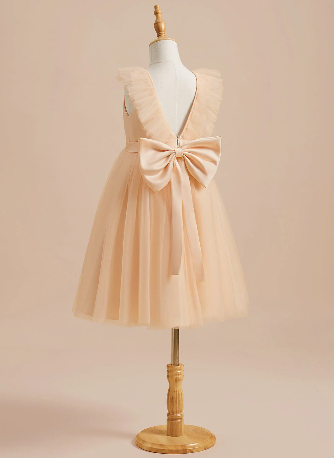 A-line Satin Tulle Knee-length Flower Girl Dress - Image 38