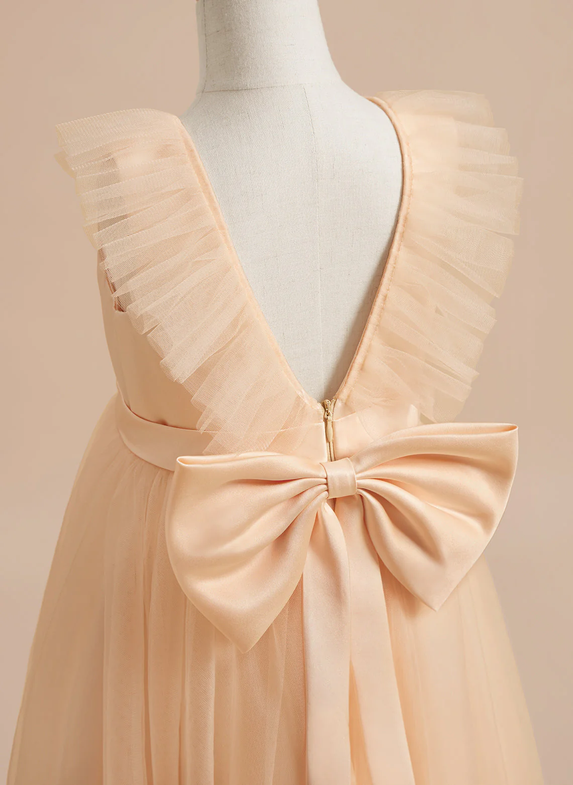 A-line Satin Tulle Knee-length Flower Girl Dress - Image 39