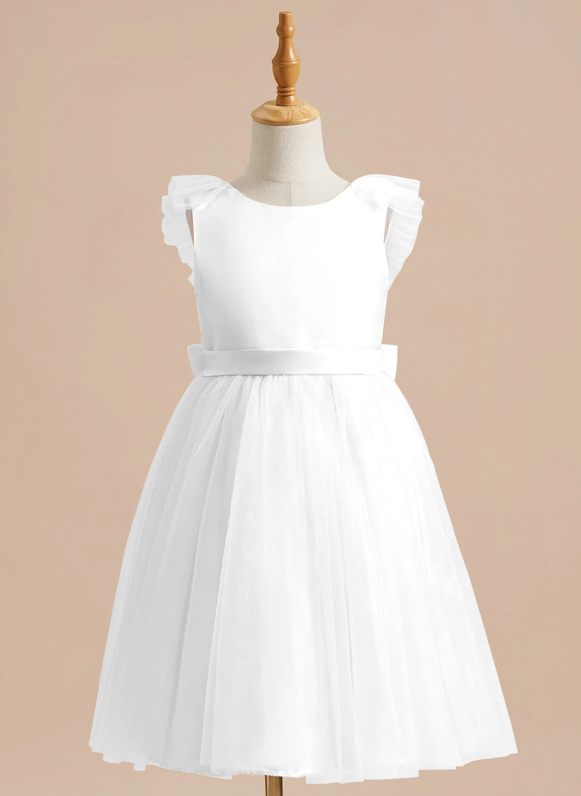 A-line Satin Tulle Knee-length Flower Girl Dress - Image 6