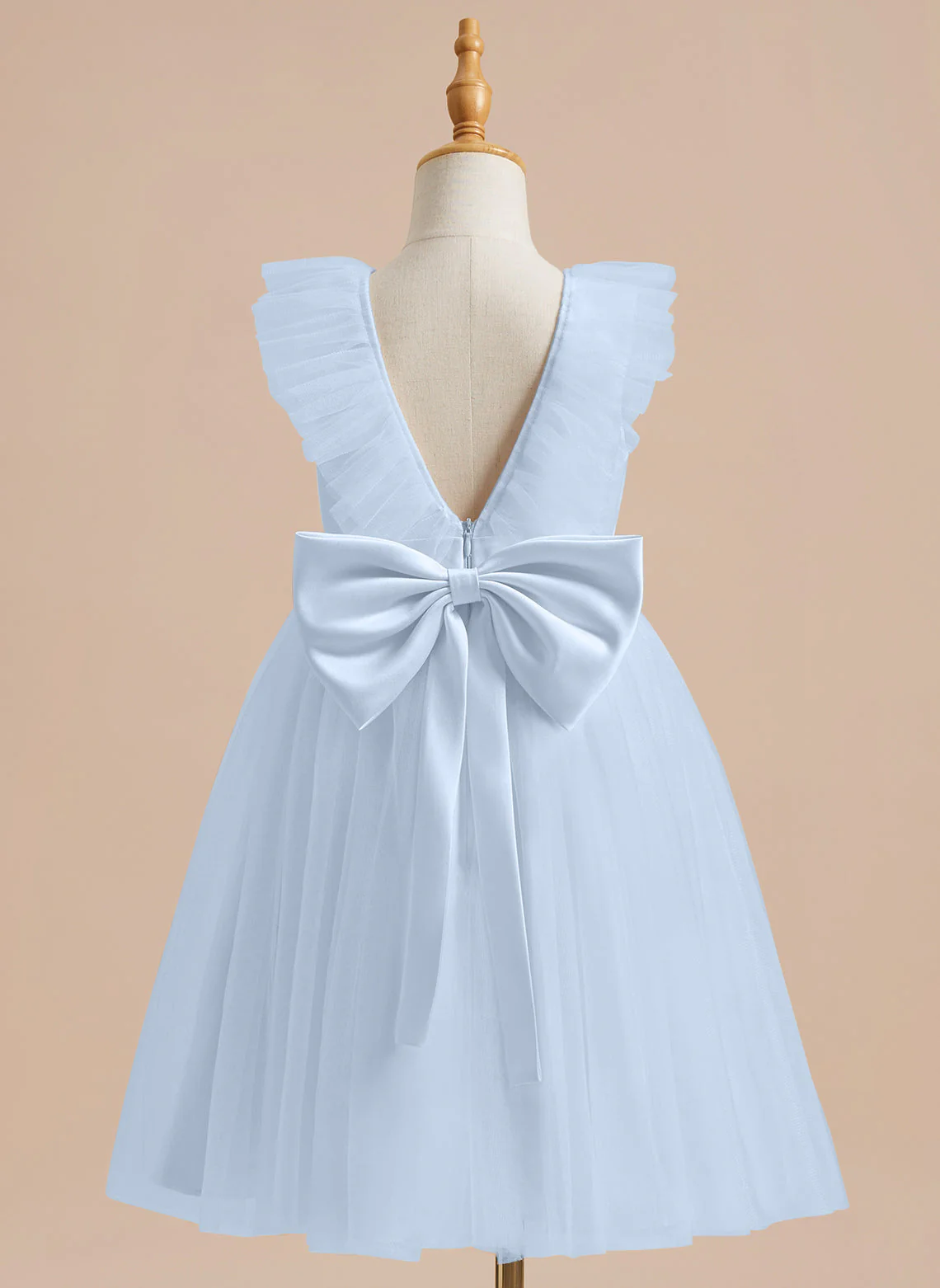 A-line Satin Tulle Knee-length Flower Girl Dress - Image 7