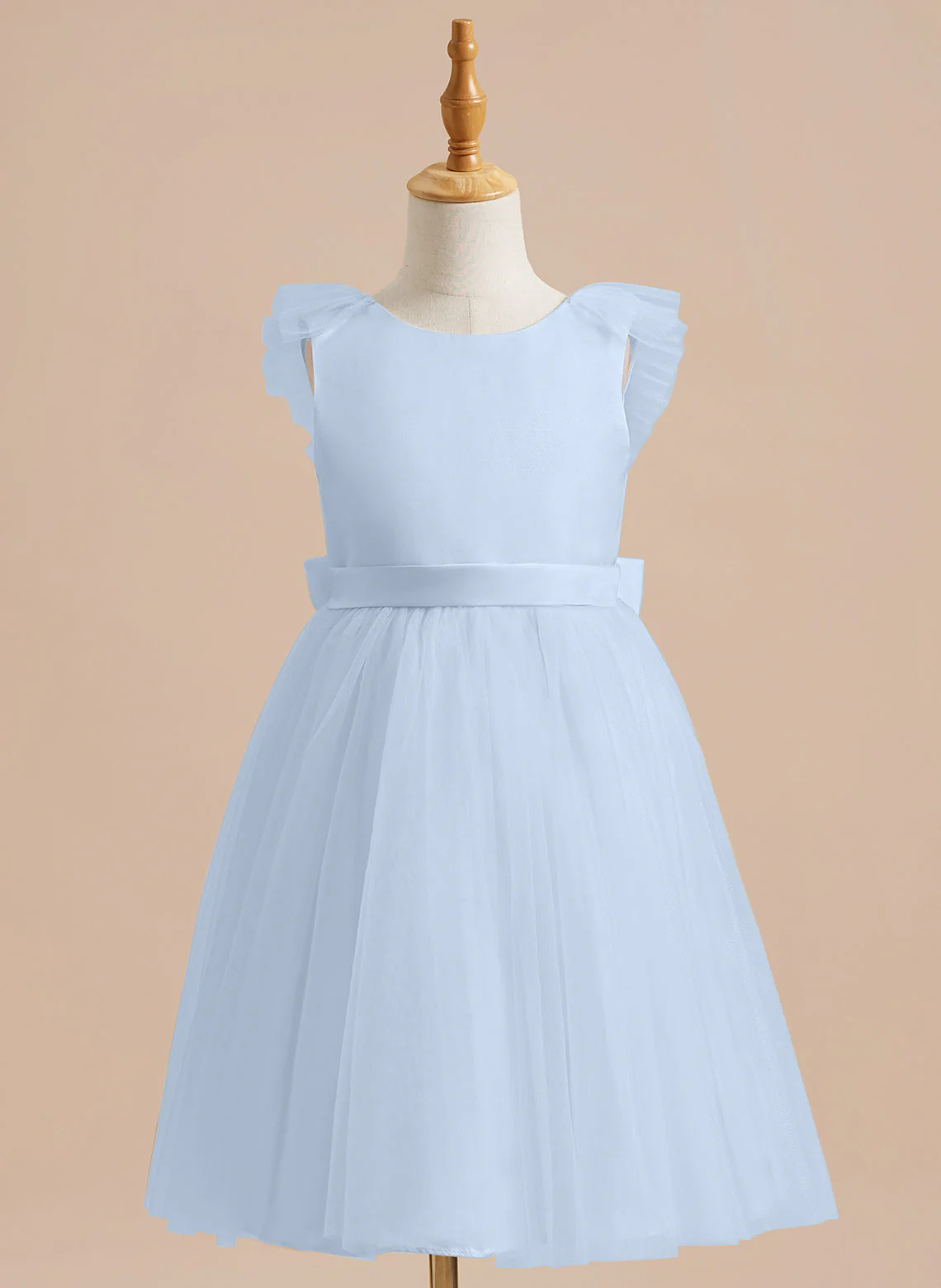 A-line Satin Tulle Knee-length Flower Girl Dress - Image 8