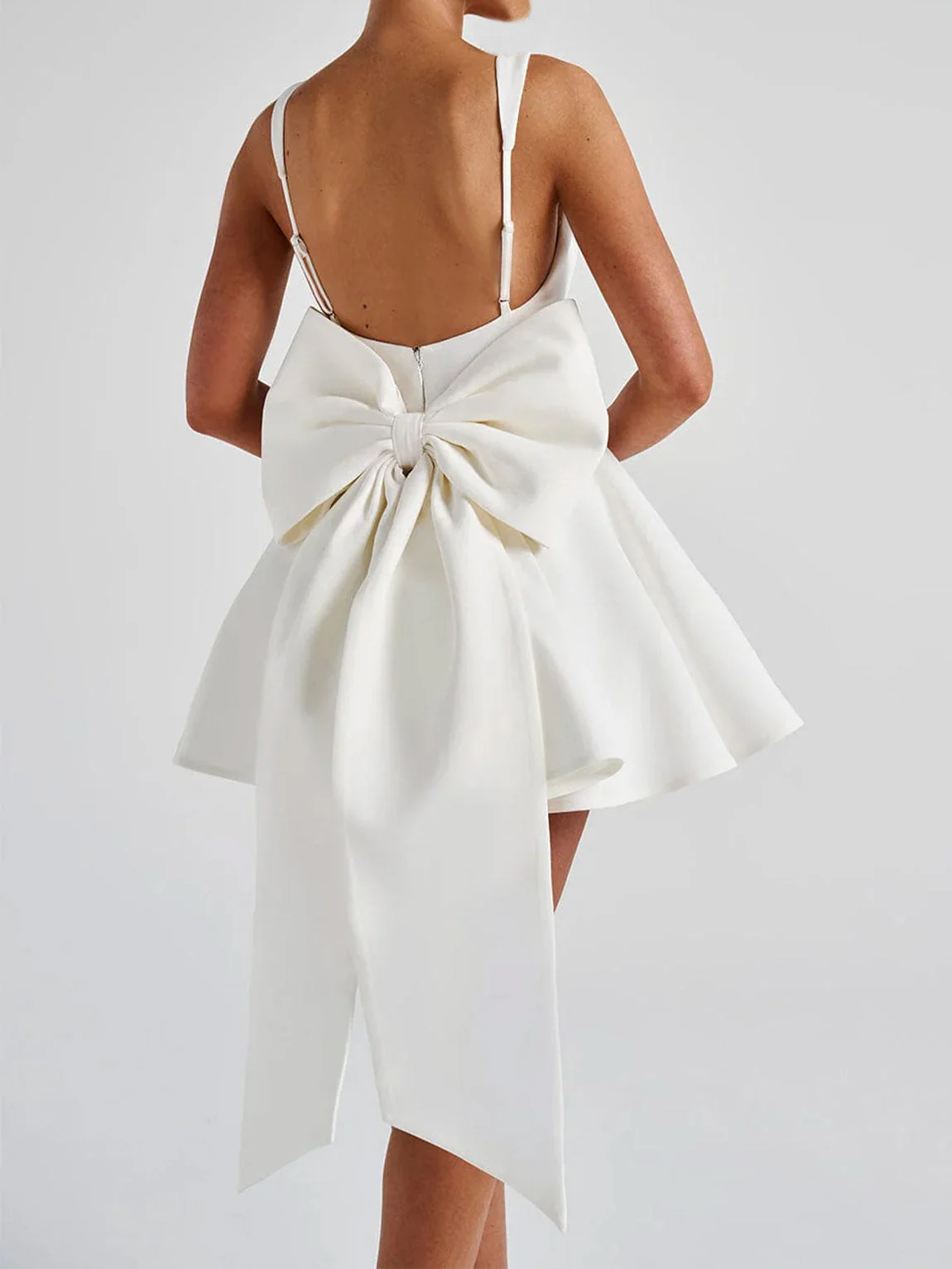 A-Line Square Neck Pleated Short Homecoming Dresses with Bow - Image 12