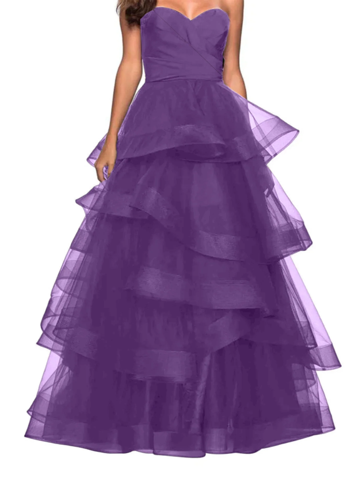 A-Line Sweetheart Ruffles Ball Gown Prom Dresses for Evening Party - Image 12