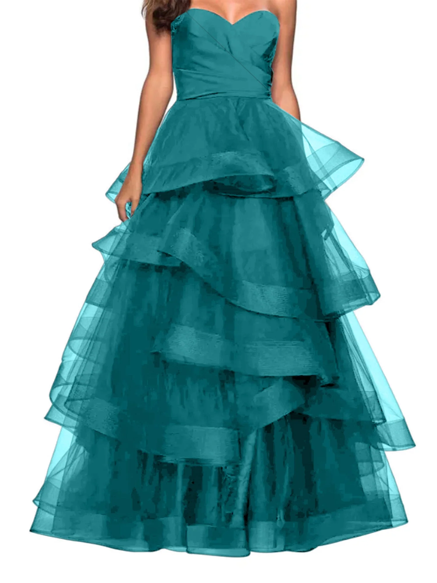 A-Line Sweetheart Ruffles Ball Gown Prom Dresses for Evening Party - Image 5