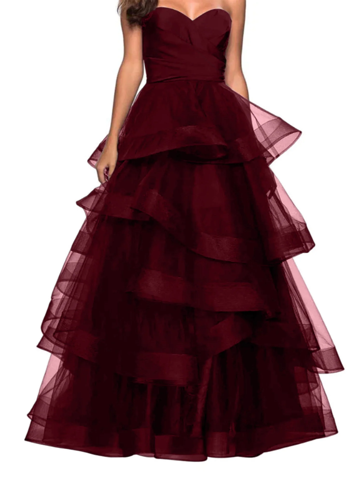 A-Line Sweetheart Ruffles Ball Gown Prom Dresses for Evening Party - Image 7