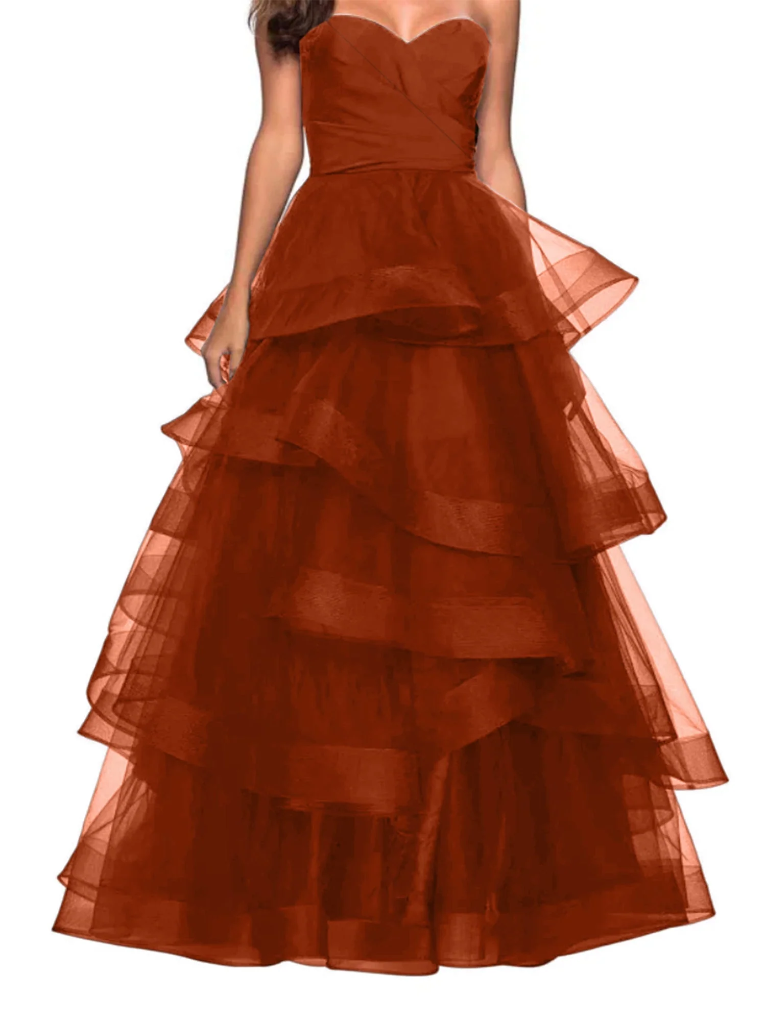 A-Line Sweetheart Ruffles Ball Gown Prom Dresses for Evening Party - Image 8
