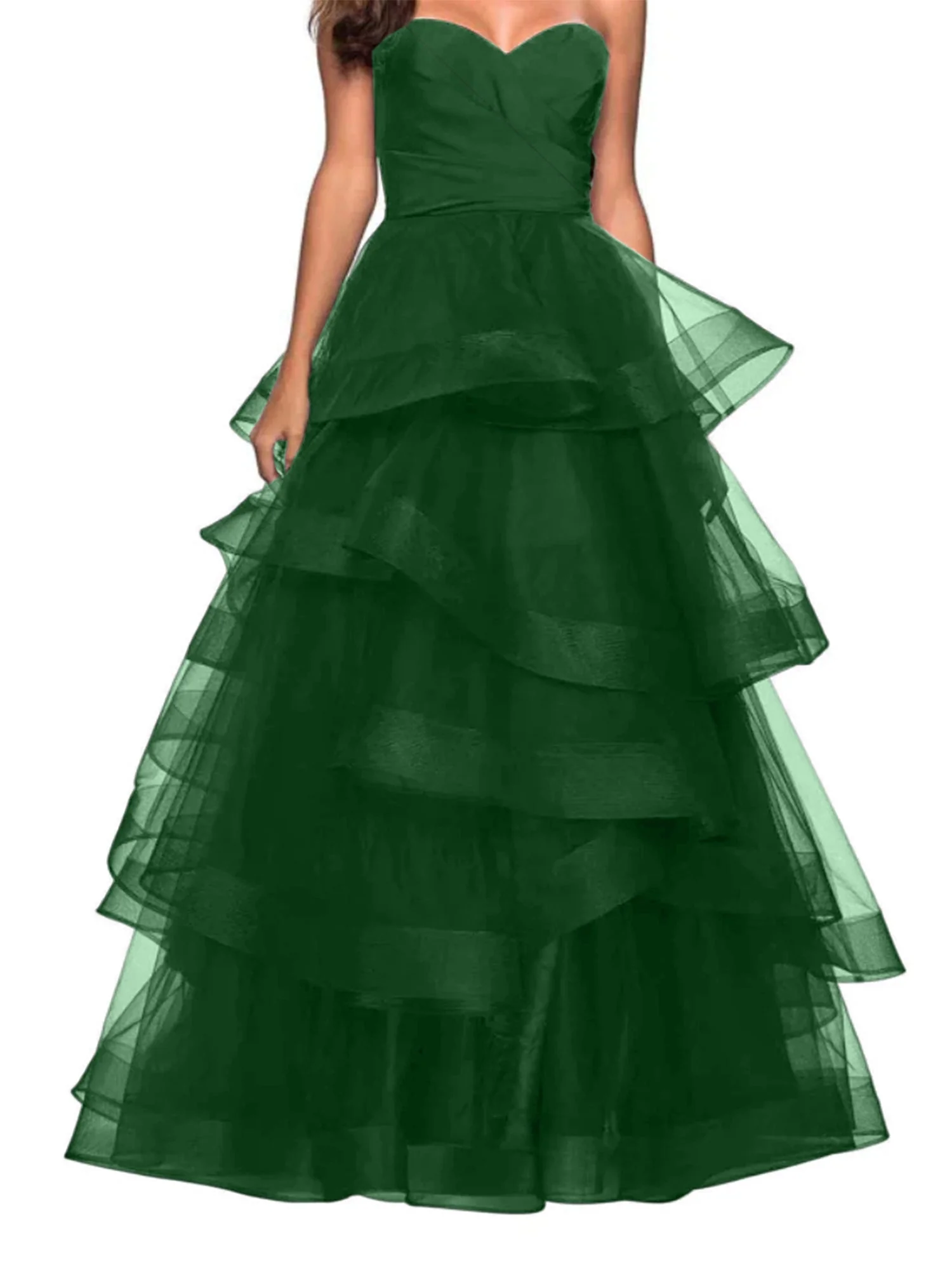 A-Line Sweetheart Ruffles Ball Gown Prom Dresses for Evening Party - Image 9