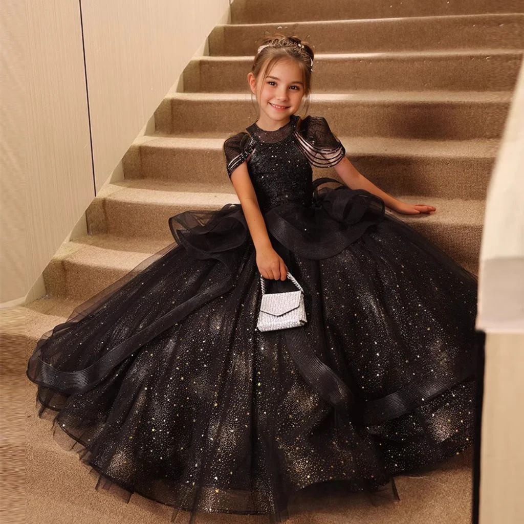 Ball Gown Off-the-Shoulder Beading Girl Party Dresses with Rhinestone - Image 3