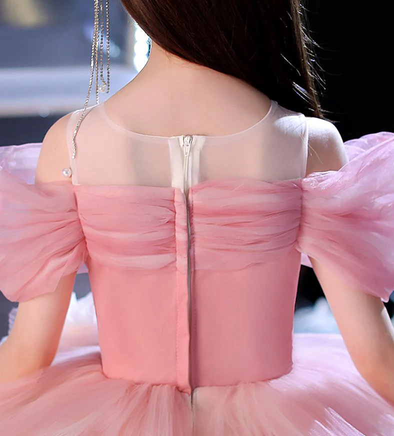 Ball Gown Off-the-shoulder Floor-Length Layers Pleats Flower Girl Dress with Flower - Image 5