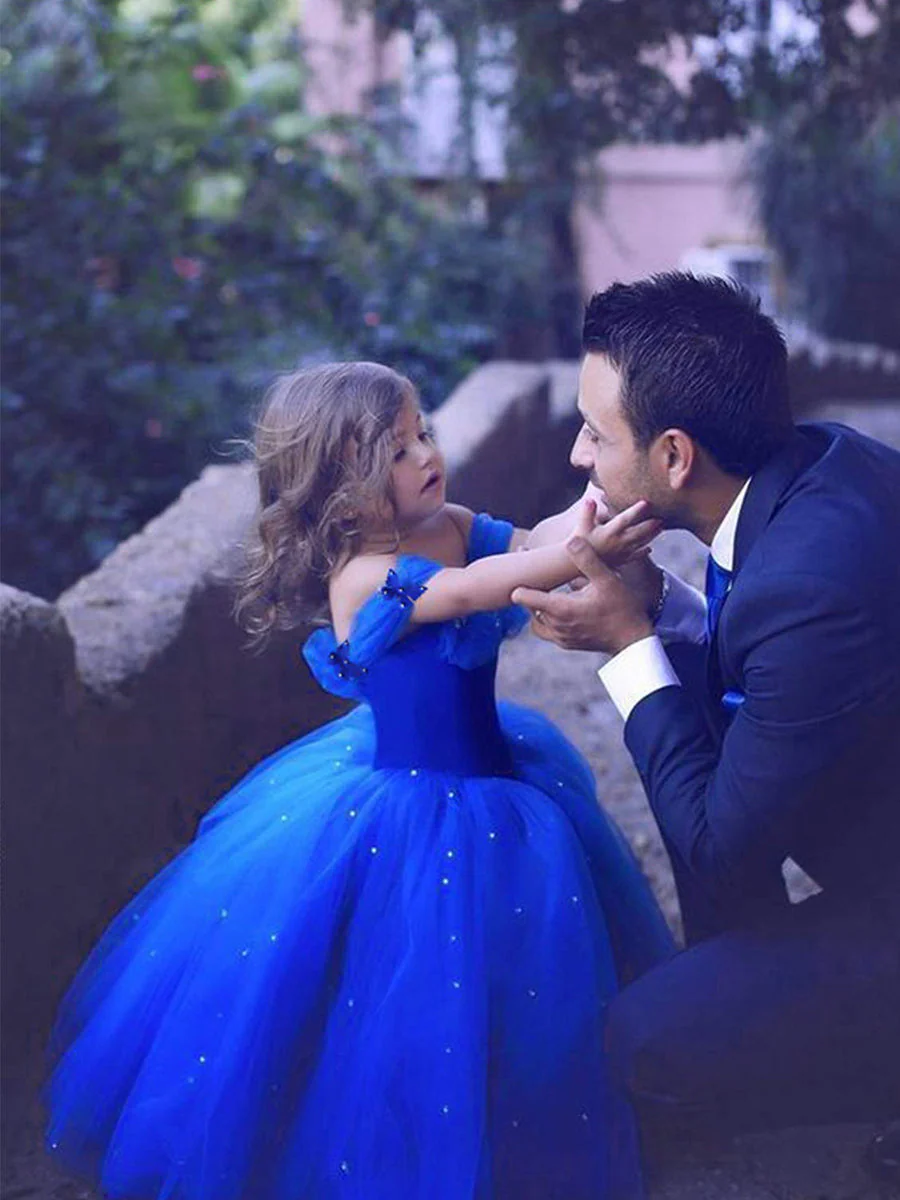 Ball Gown Off-the-Shoulder Sleeveless Flower Girl Dresses with Rhinestone - Image 2