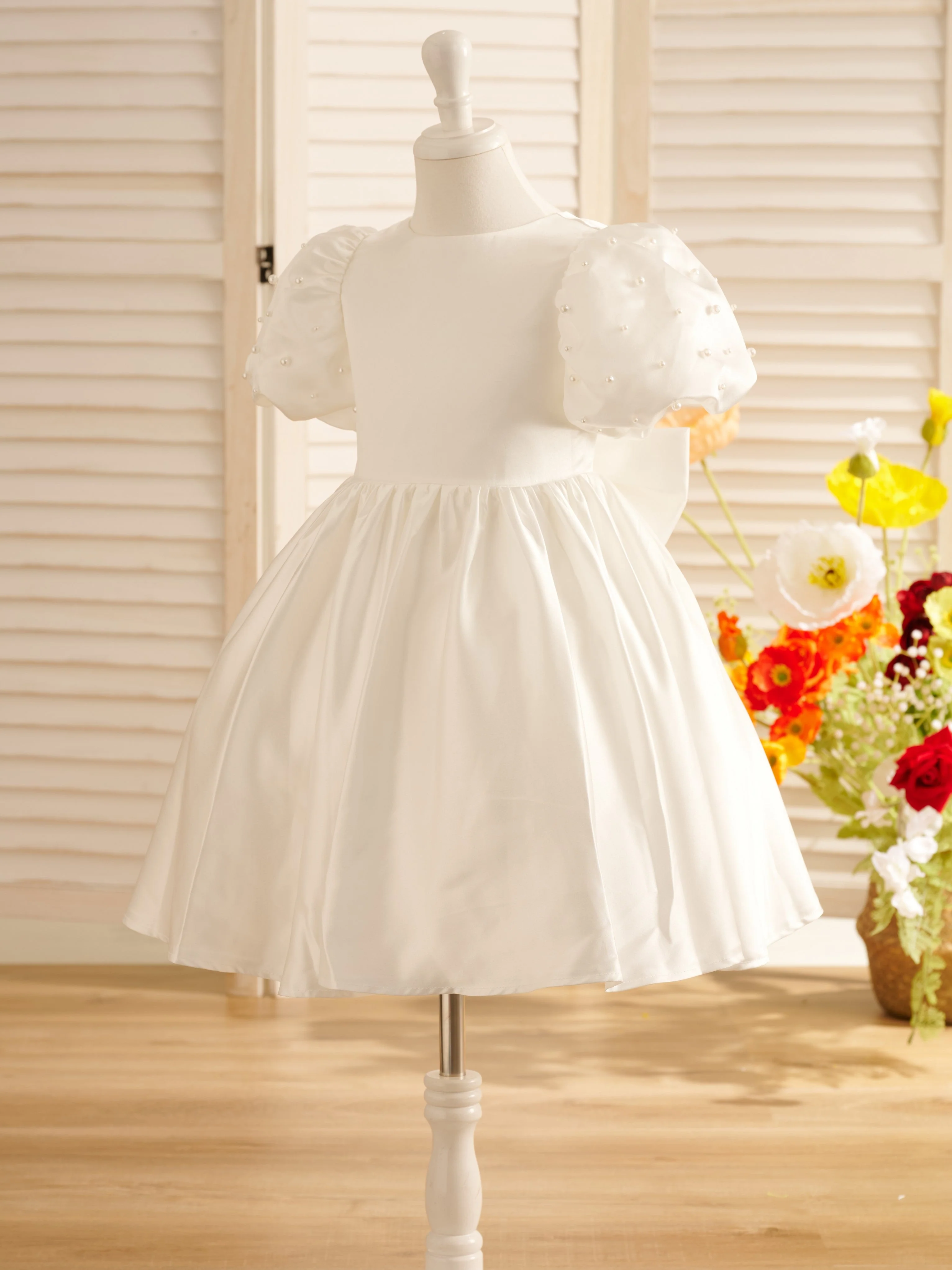 Ball-Gown/Princess Satin Knee-length Flower Girl Dress - Image 3