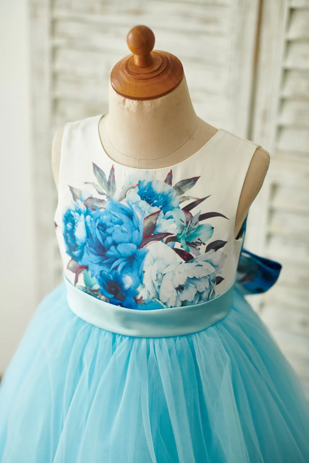 Ball-Gown/Princess Satin Tulle Floor-length Dress - Image 3