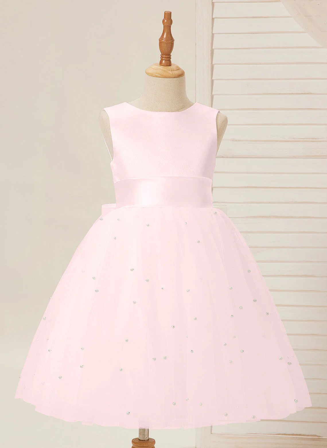 Ball-Gown/Princess Satin Tulle Knee-length Flower Girl Dress - Image 33