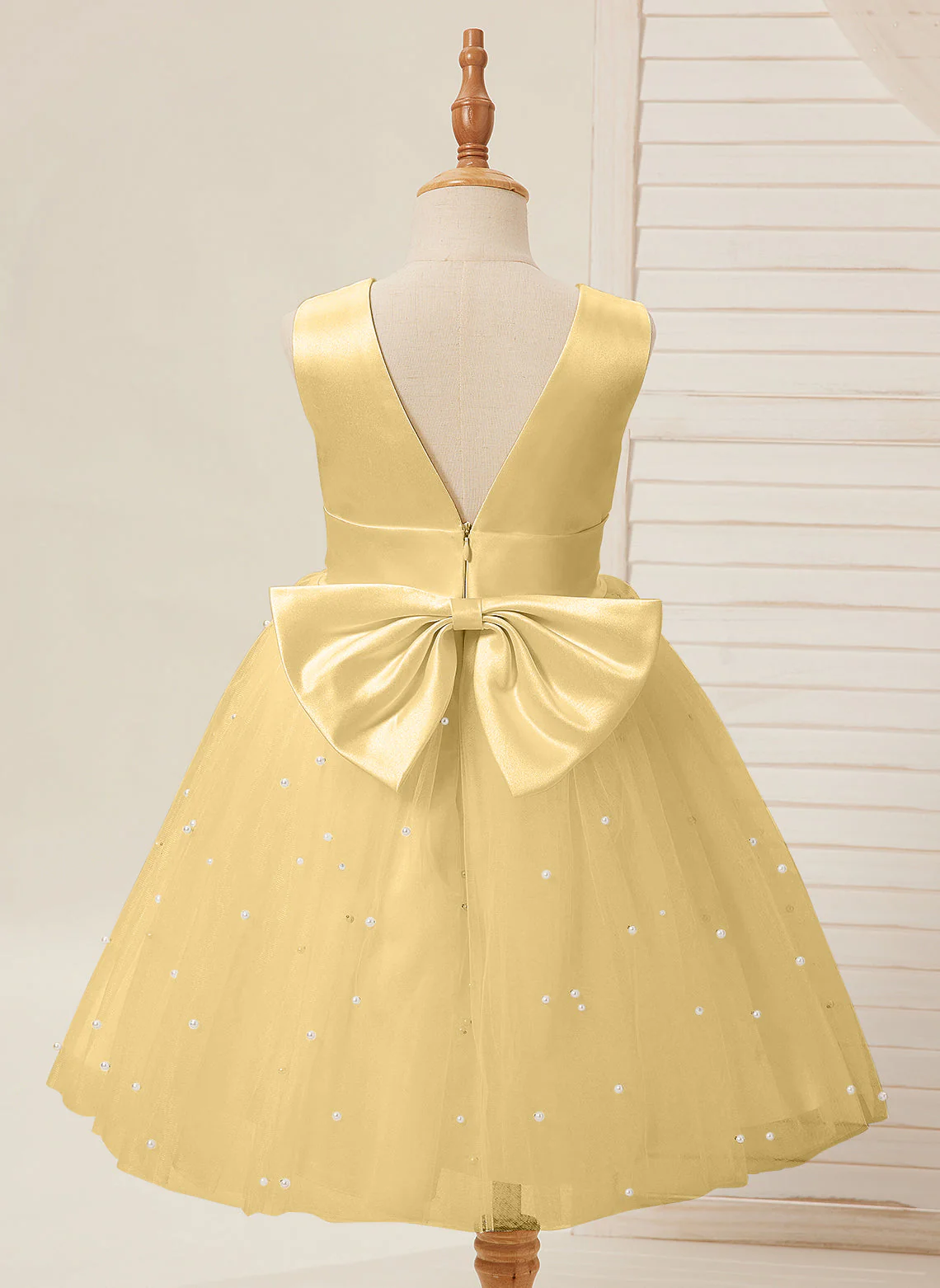 Ball-Gown/Princess Satin Tulle Knee-length Flower Girl Dress - Image 9