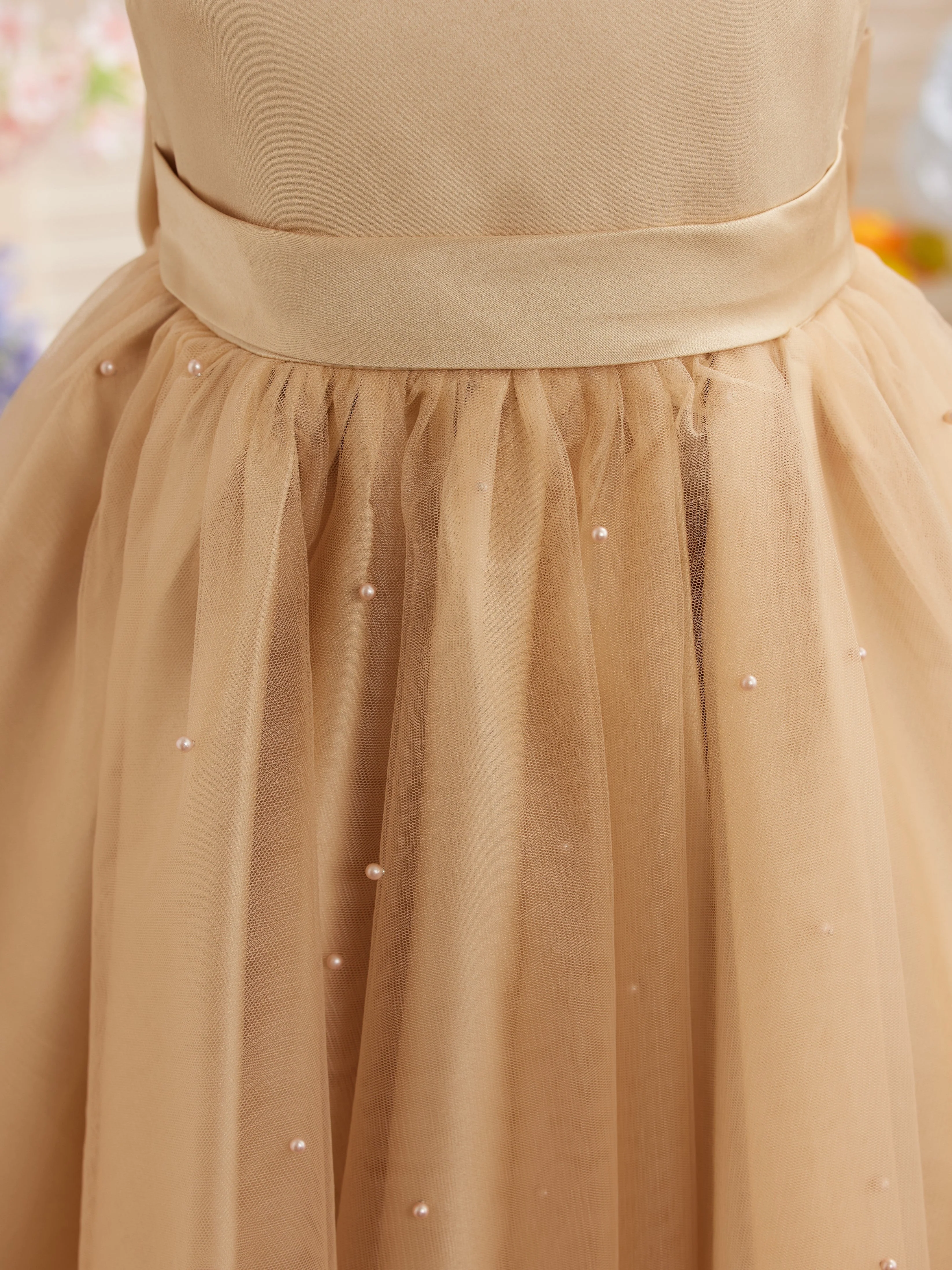 Ball-Gown/Princess Satin Tulle Knee-length Flower Girl Dress - Image 12