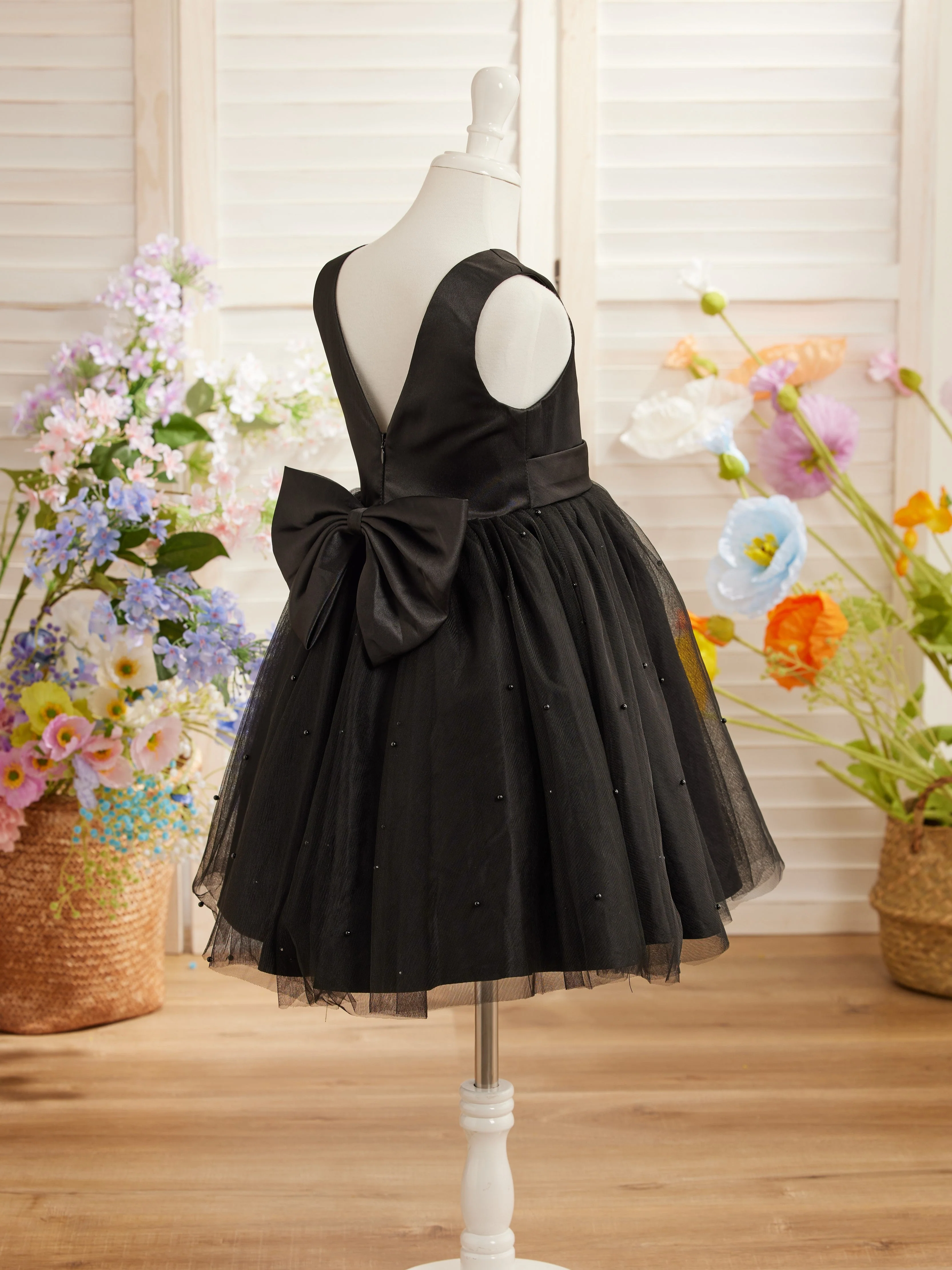 Ball-Gown/Princess Satin Tulle Knee-length Flower Girl Dress - Image 7