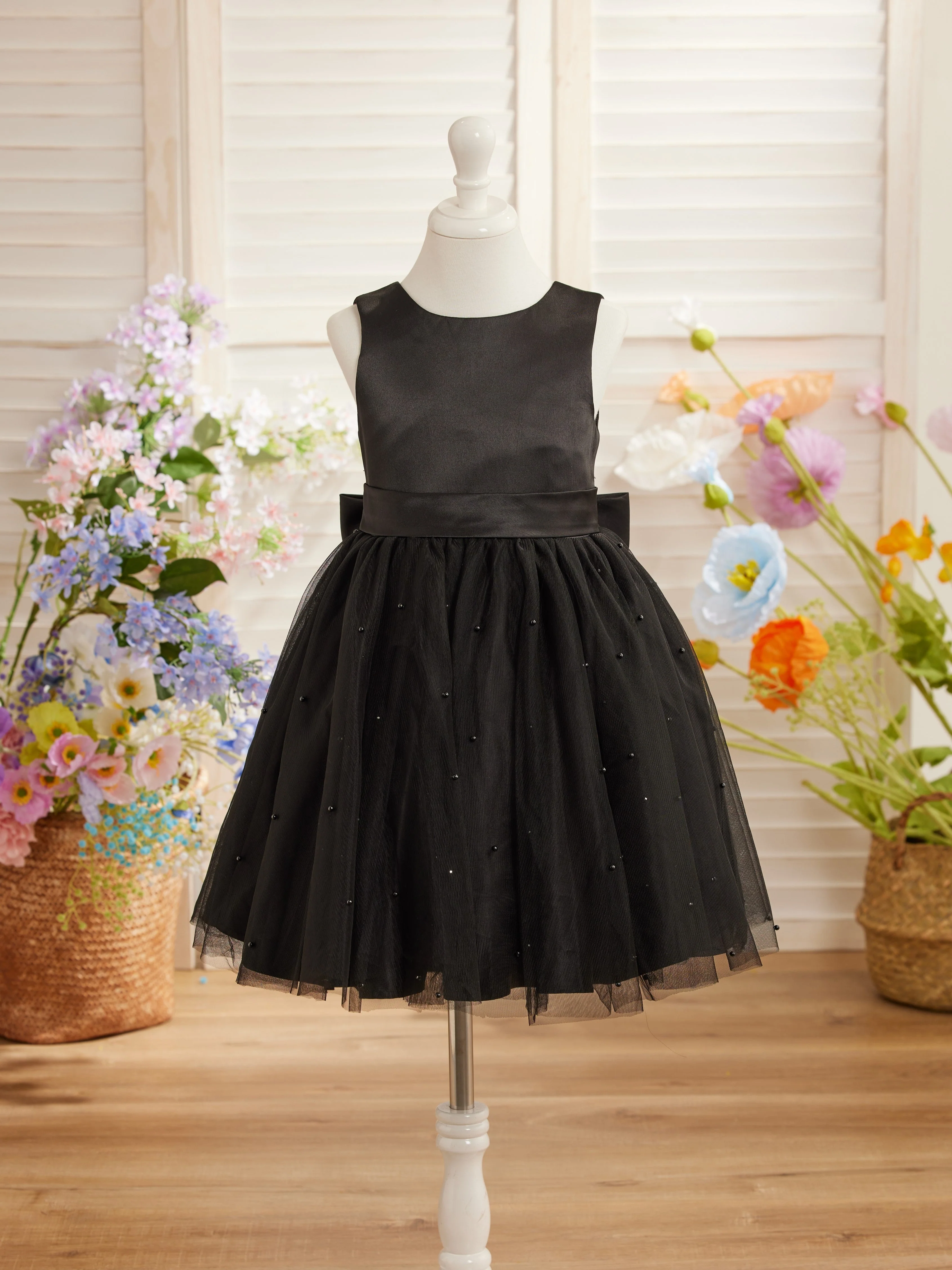 Ball-Gown/Princess Satin Tulle Knee-length Flower Girl Dress - Image 8