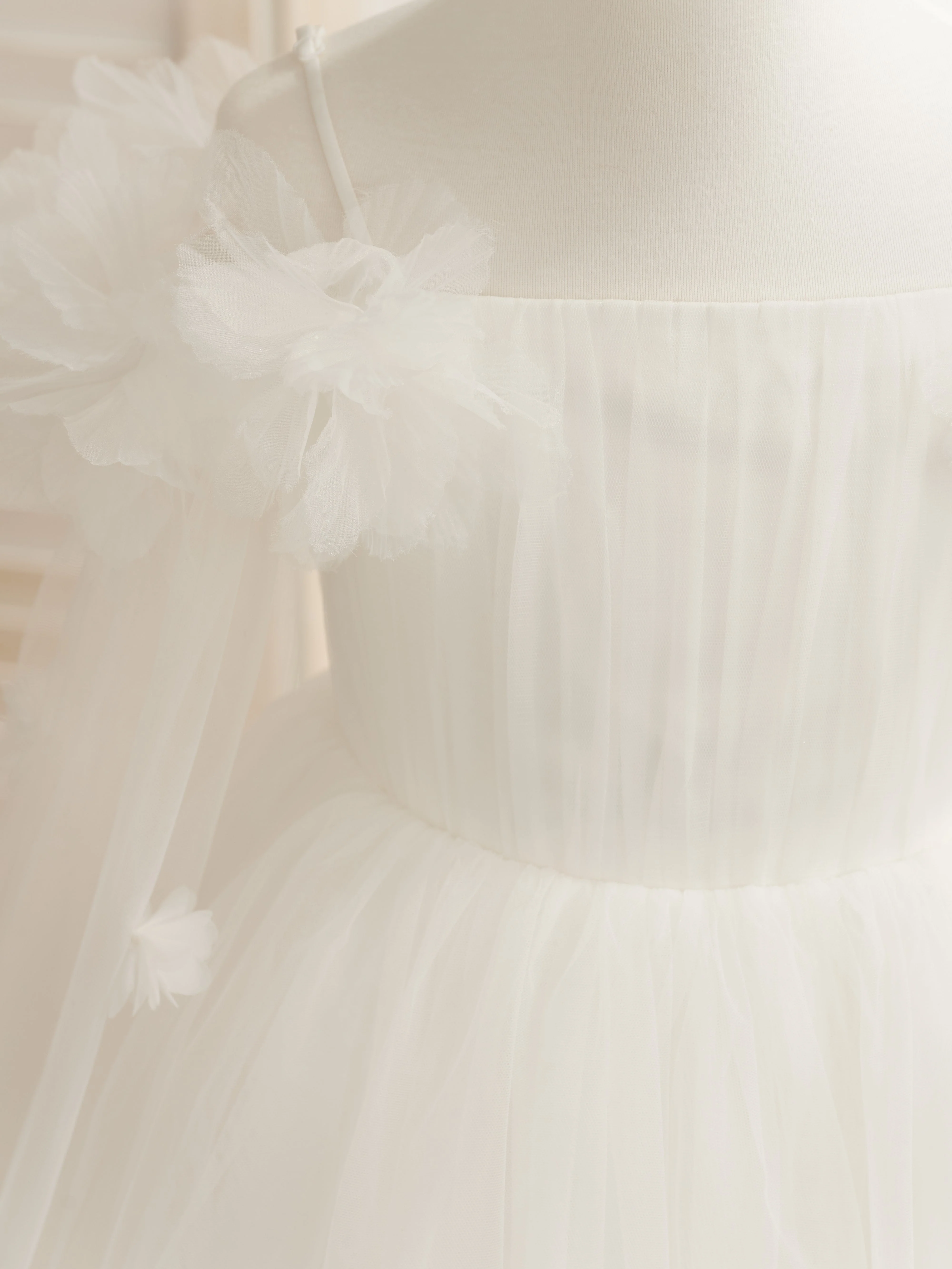 Ball-Gown/Princess Satin Tulle Tea-length Ivory Flower Girl Dress - Image 4