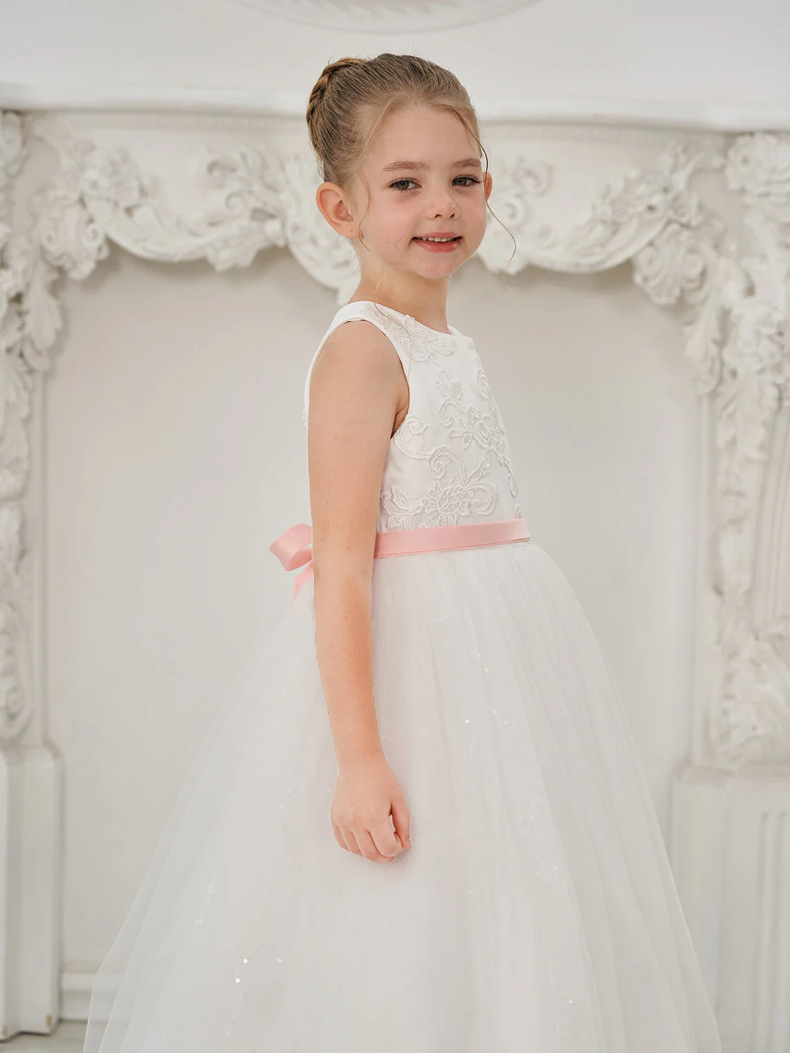 Ball-Gown/Princess Tulle Floor-length Ivory Flower Girl Dress - Image 11