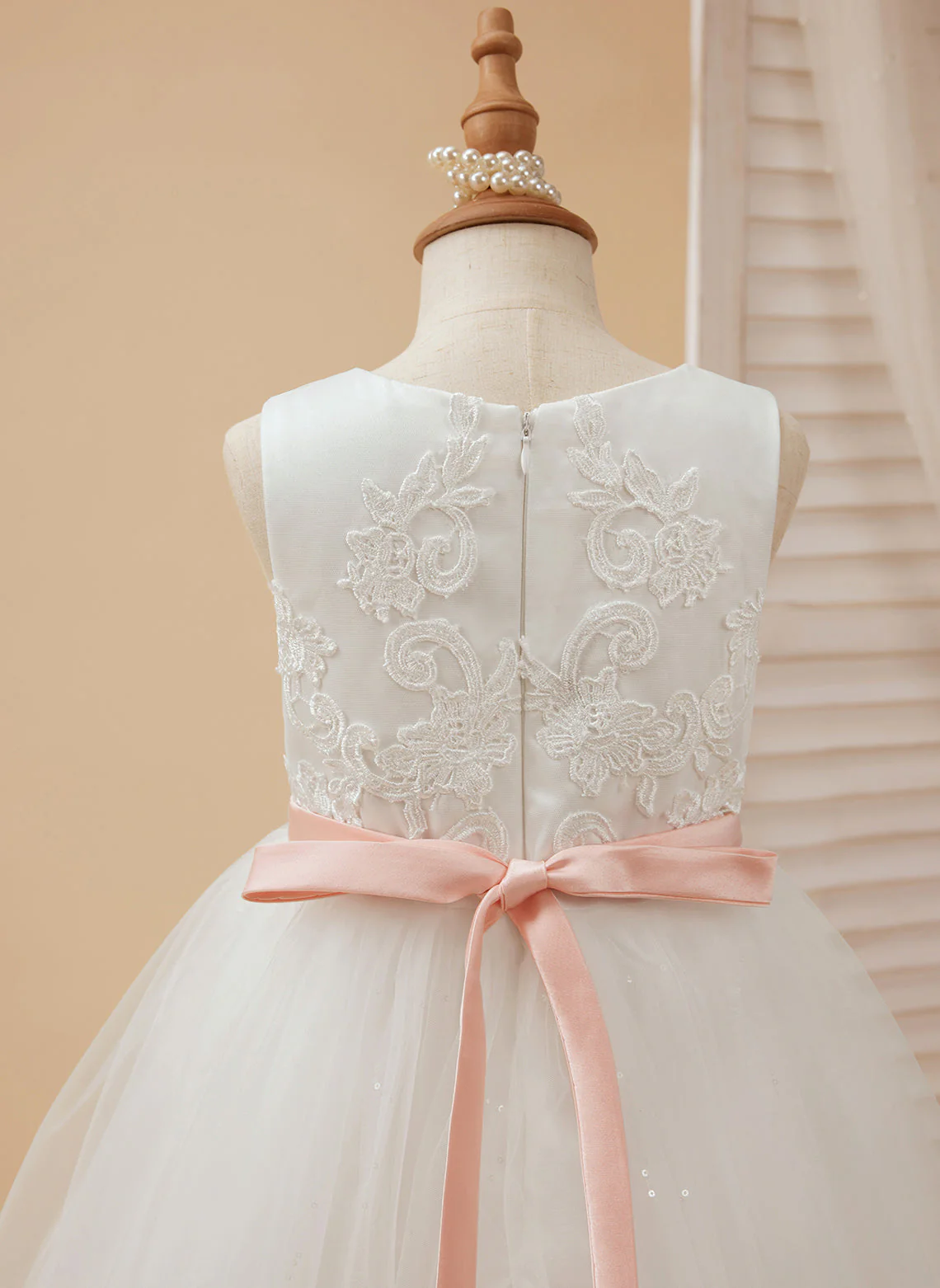 Ball-Gown/Princess Tulle Floor-length Ivory Flower Girl Dress - Image 8