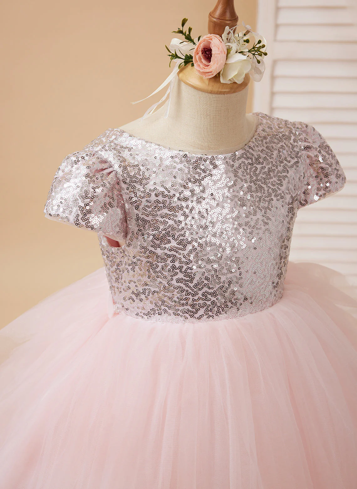 Ball-Gown/Princess Tulle Pink Birthday Flower Girl Dress - Image 2