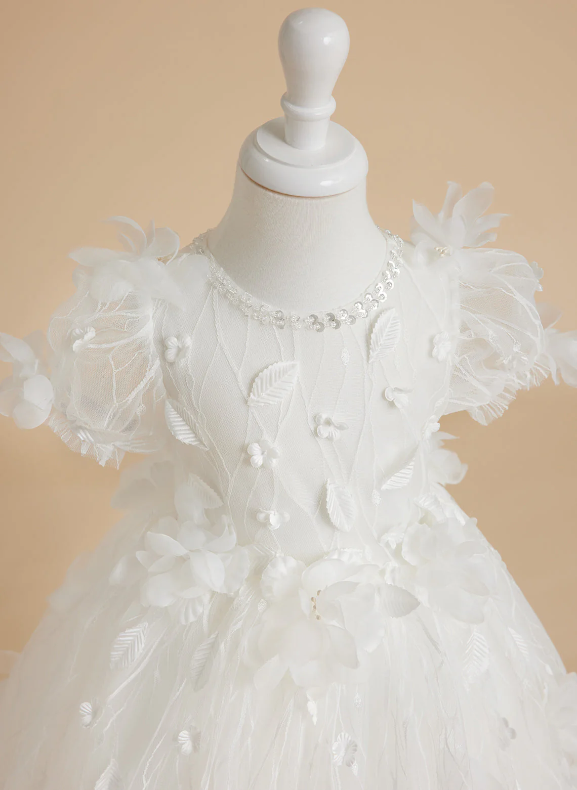 Ball-Gown/Princess Tulle Tea-length White Baby Girl Dress - Image 2