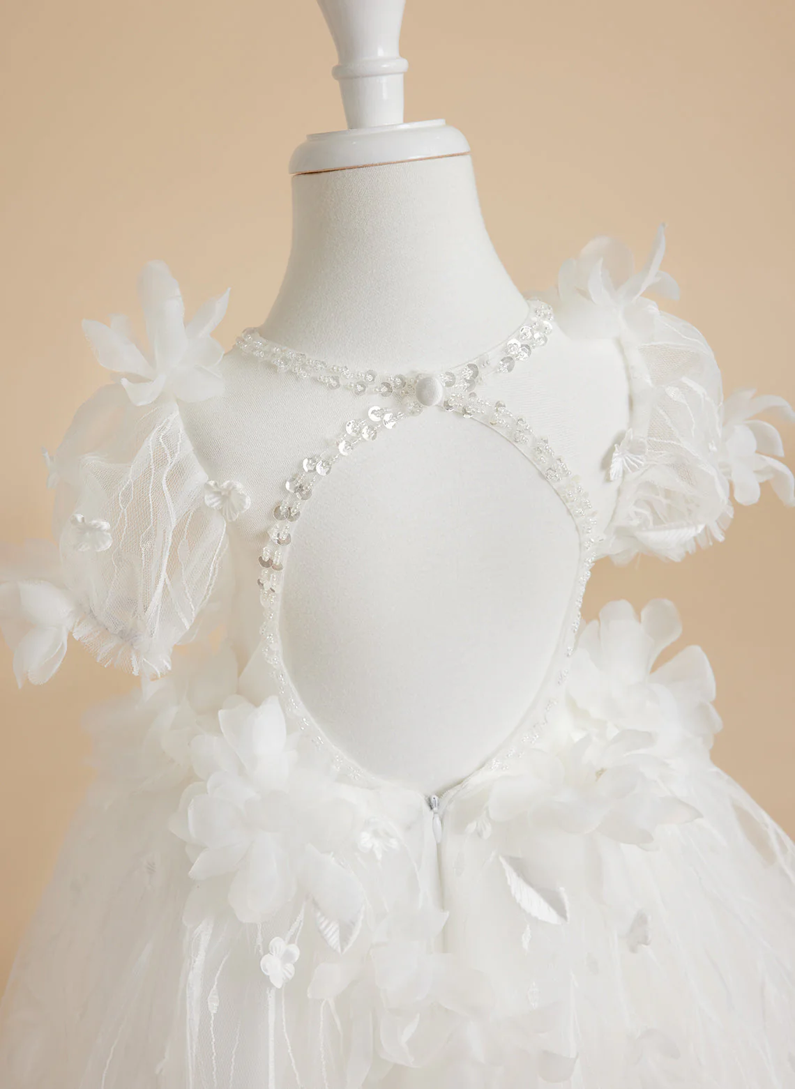 Ball-Gown/Princess Tulle Tea-length White Baby Girl Dress - Image 4