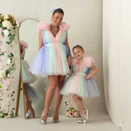 Ball Gown Rainbow Tulle Little Girl Dresses with Ruffles - Image 4