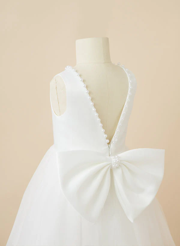 Ball Gown Scoop Flower Girl Dresses With Bow - Image 3