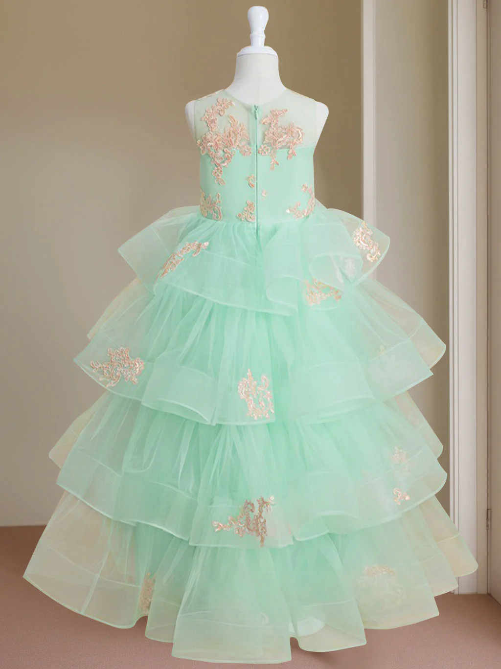 Ball-Gown Scoop Neck Sleeveless Floor-Length Flower Girl Dress - Image 4