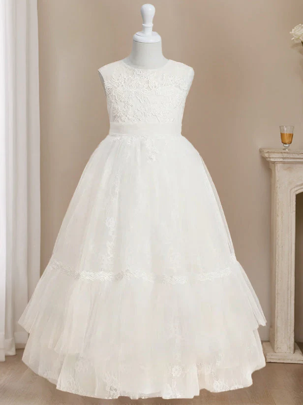 Ball-Gown Scoop Neck Sleeveless Floor-Length Flower Girl Dress - Image 3