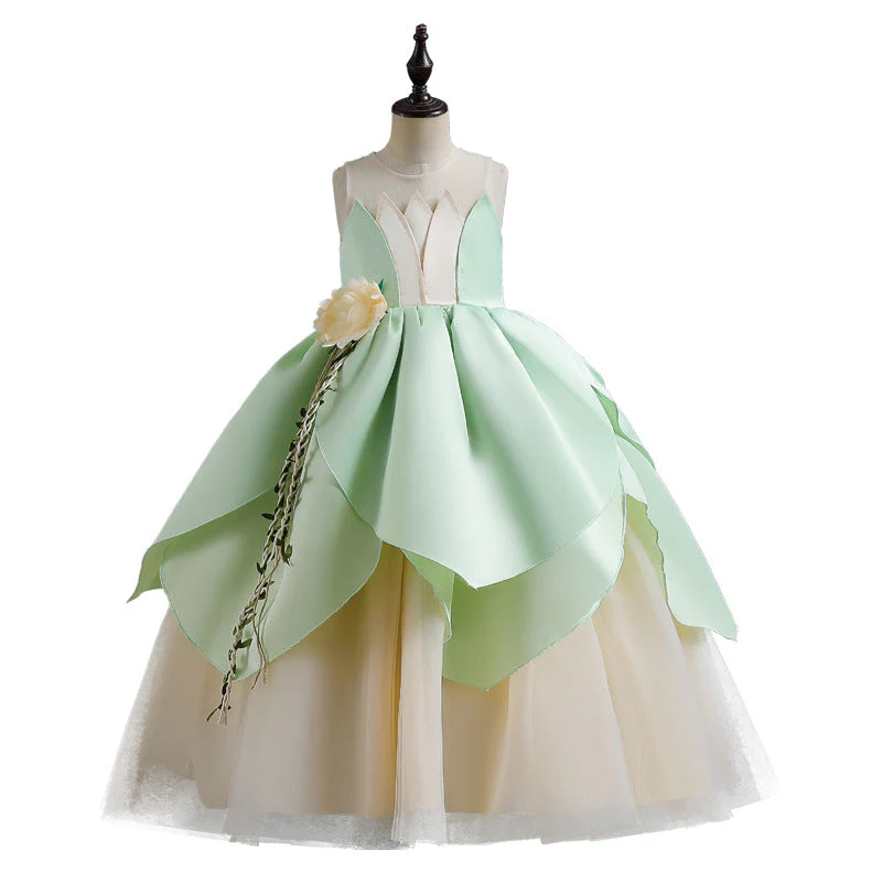 Ball Gown Scoop Neck Sleeveless Flower Girl Dress with Ruffles & Flower Belt - Image 5
