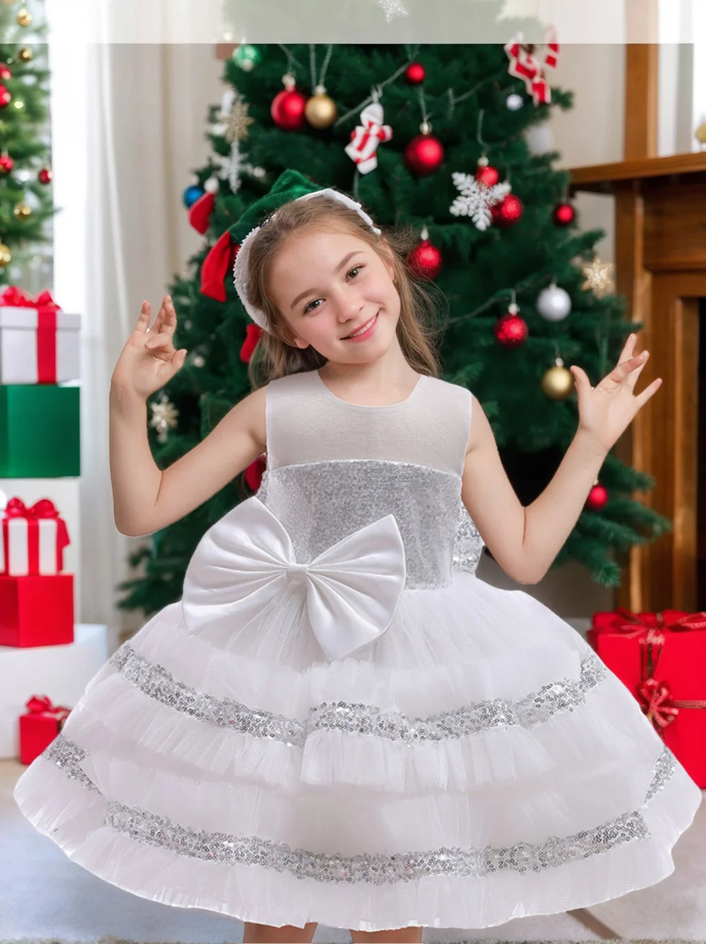 Ball-Gown Scoop Neck Sleeveless Knee-Length Flower Girl Dress with Bowknot & Lace - Image 4