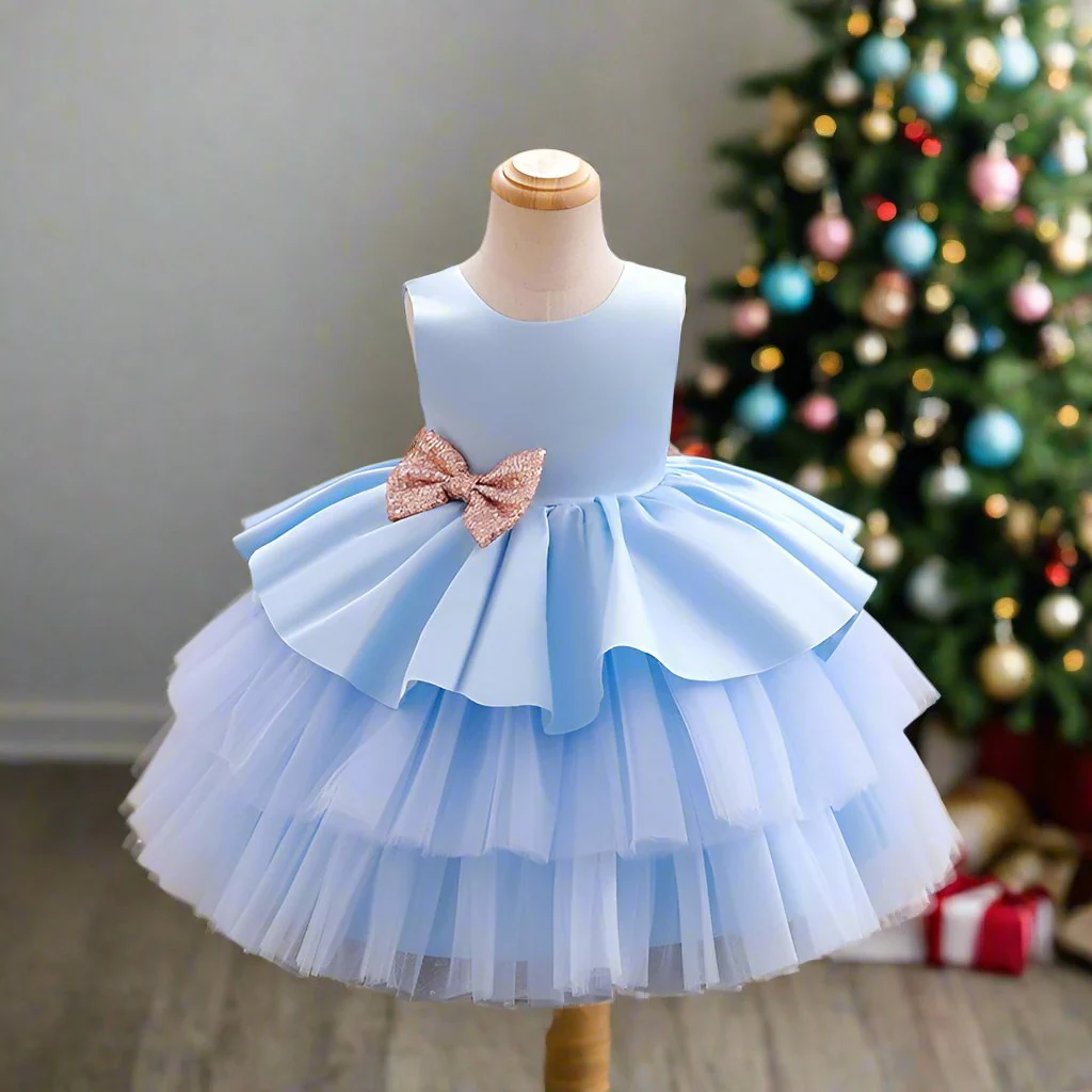Ball-Gown Scoop Neck Sleeveless Knee-Length Flower Girl Dress with Bowknot - Image 3