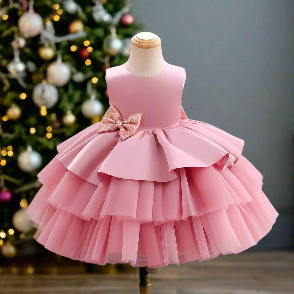 Ball-Gown Scoop Neck Sleeveless Knee-Length Flower Girl Dress with Bowknot - Image 4